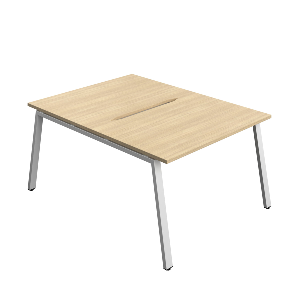 Hallmark A-Frame Back to Back Bench Desk - 2 Person 1200mm - Nova Oak / Silver