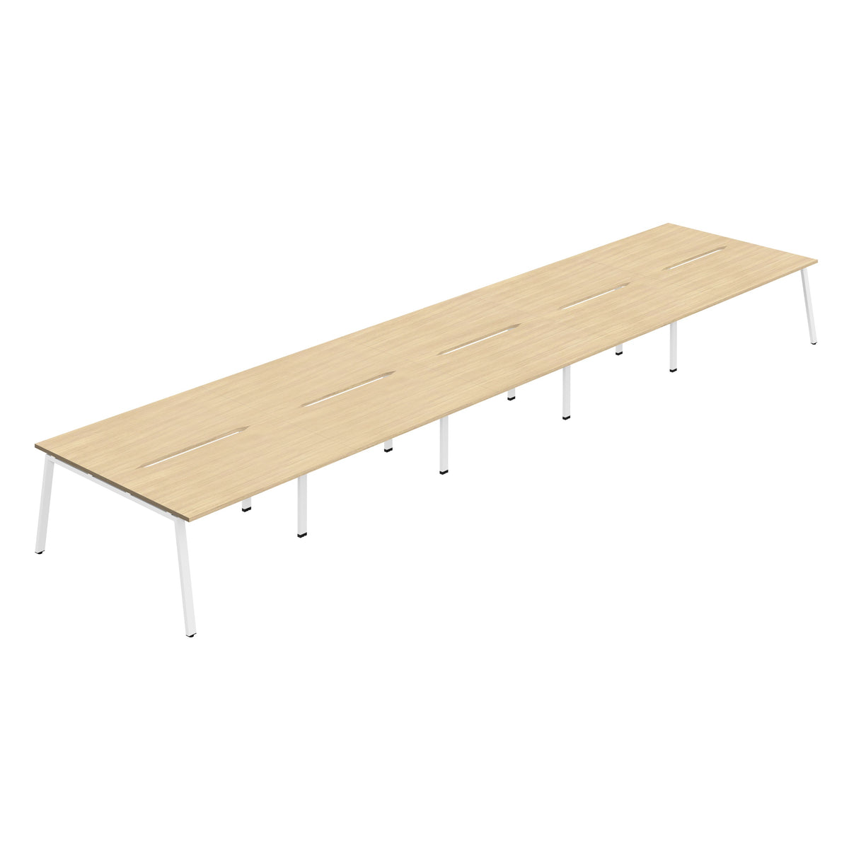 Hallmark A-Frame Back to Back Bench Desk - 10 Person 6000mm - Nova Oak / White