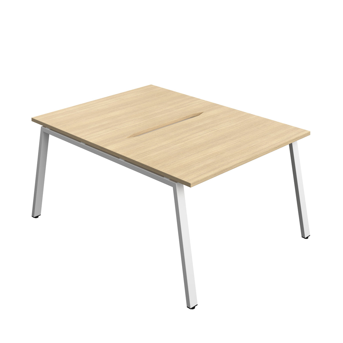 Hallmark A-Frame Back to Back Bench Desk - 2 Person 1200mm - Nova Oak / White