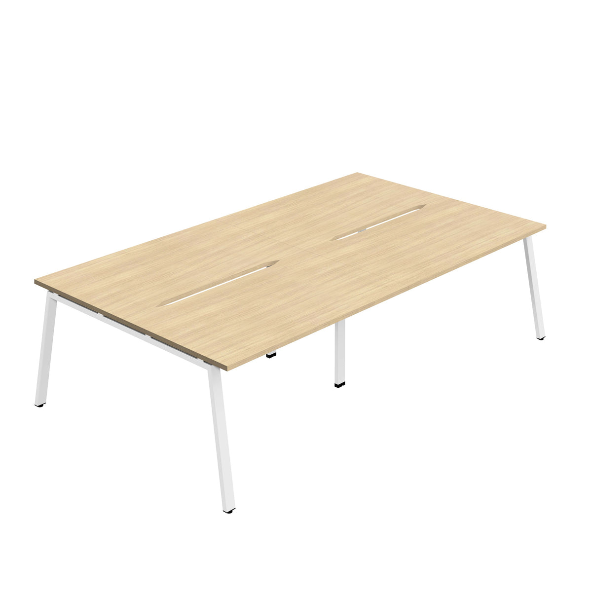 Hallmark A-Frame Back to Back Bench Desk - 4 Person 2400mm - Nova Oak / White