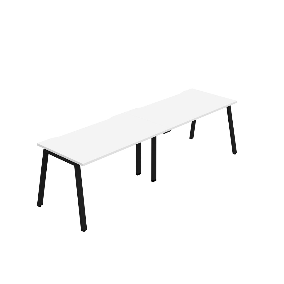 Hallmark A-Frame Single Row Bench Desk - 2 Person 2400mm - White / Black
