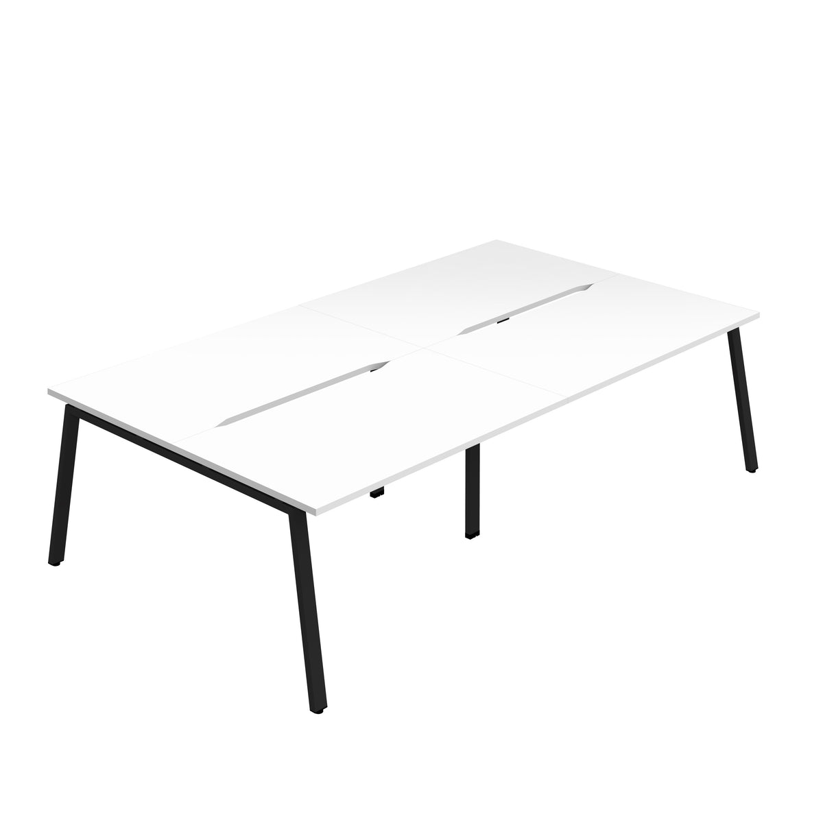 Hallmark A-Frame Back to Back Bench Desk - 4 Person 2400mm - White / Black