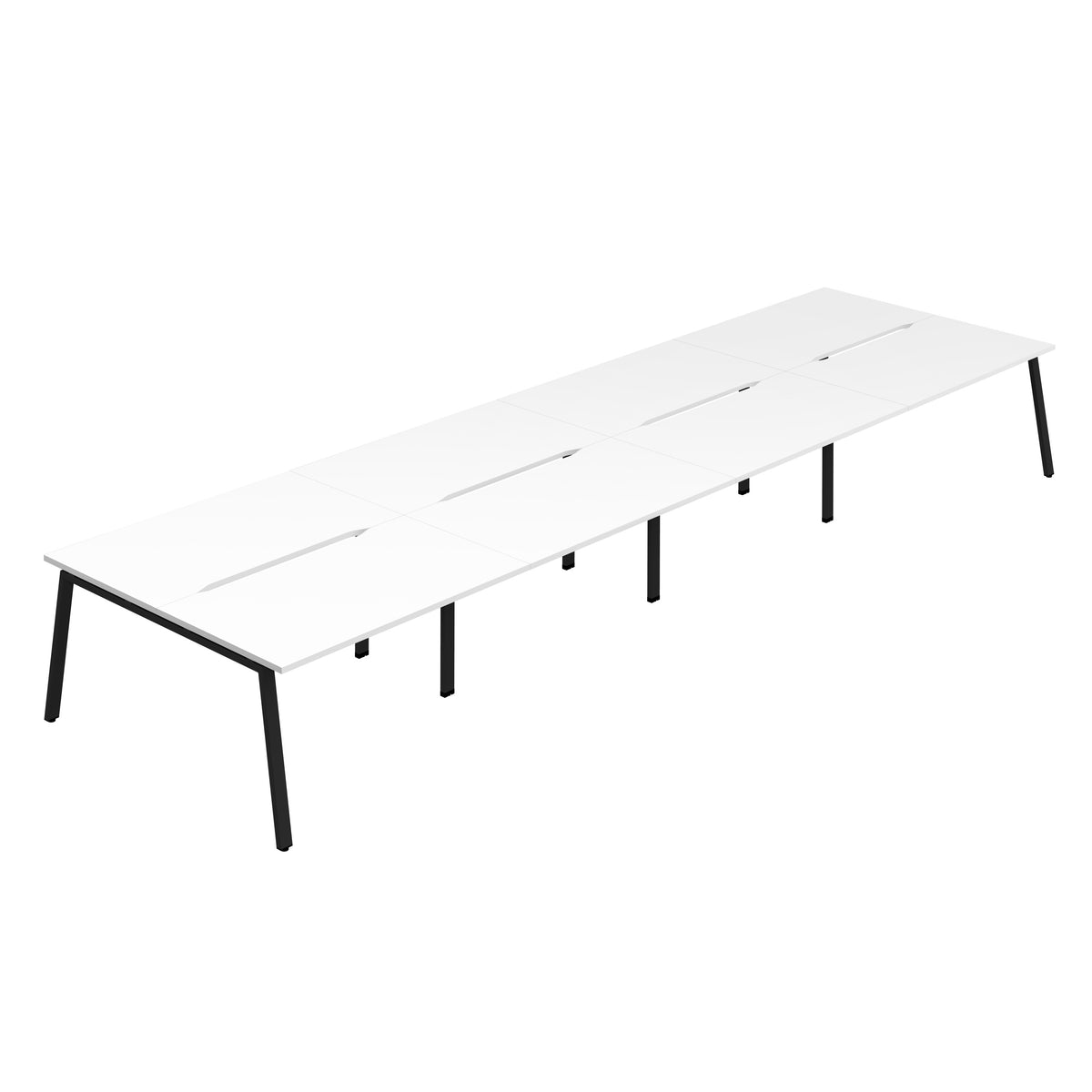 Hallmark A-Frame Back to Back Bench Desk - 8 Person 4800mm - White / Black