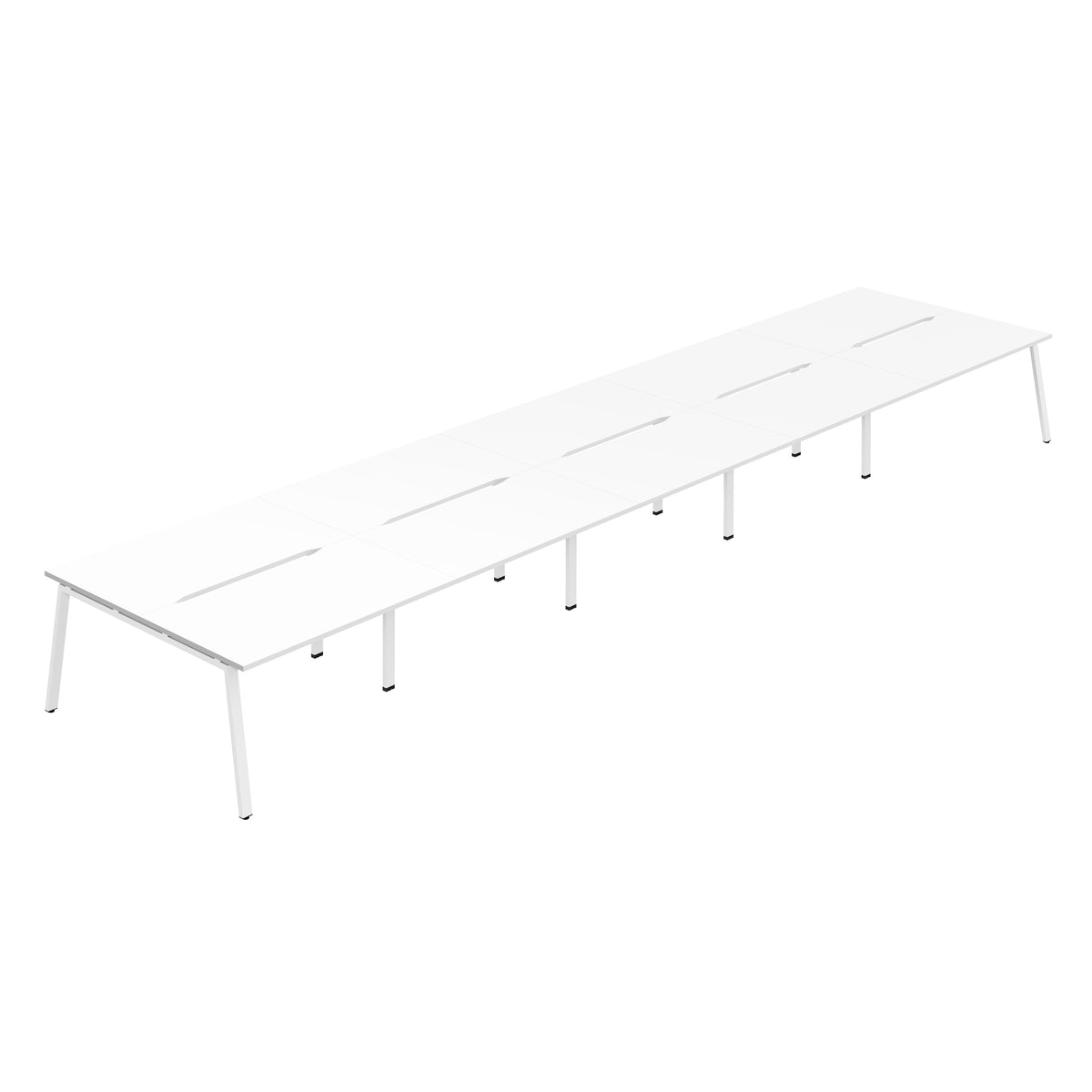 Hallmark A-Frame Back to Back Bench Desk - 10 Person 6000mm - White / White