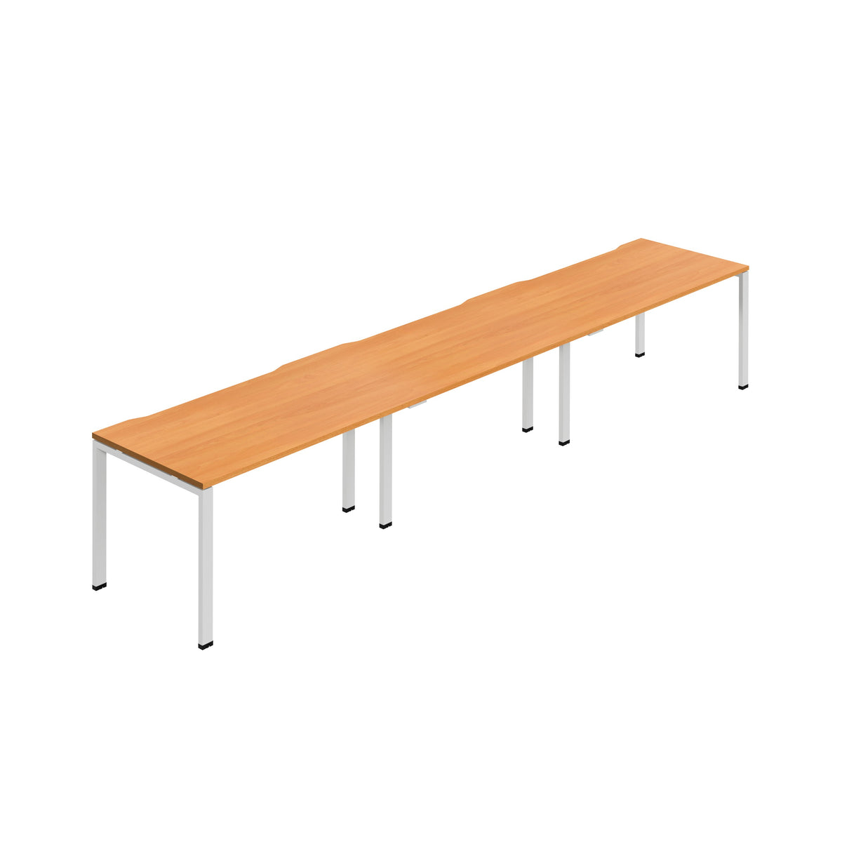 Hallmark Goal Post Single Row Bench Desk - 3 Person 3600mm - Beech / White
