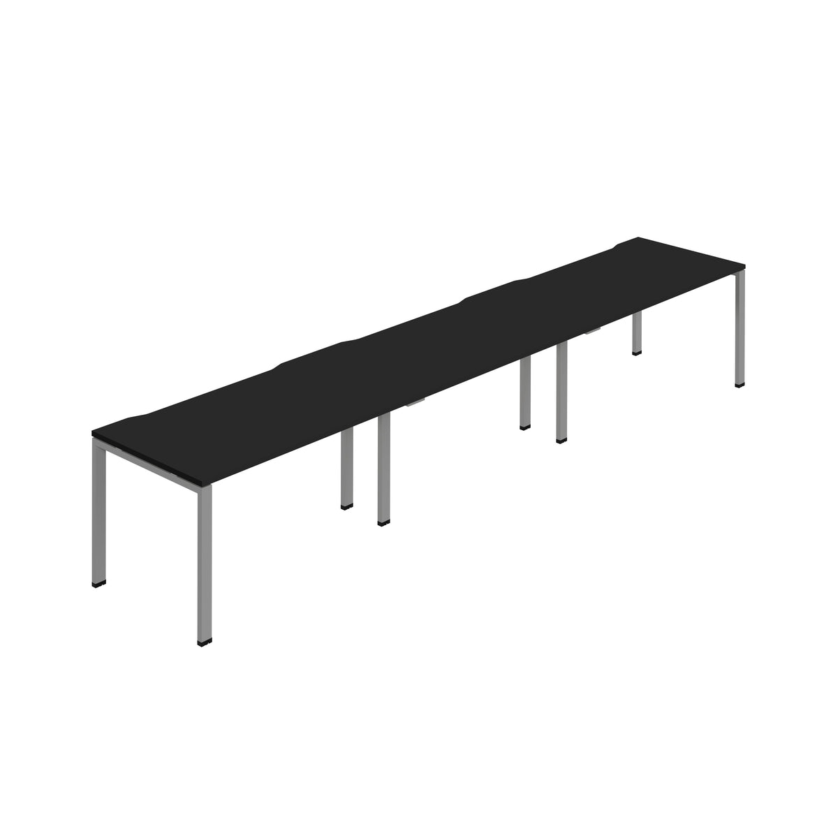 Hallmark Goal Post Single Row Bench Desk - 3 Person 3600mm - Black / Silver