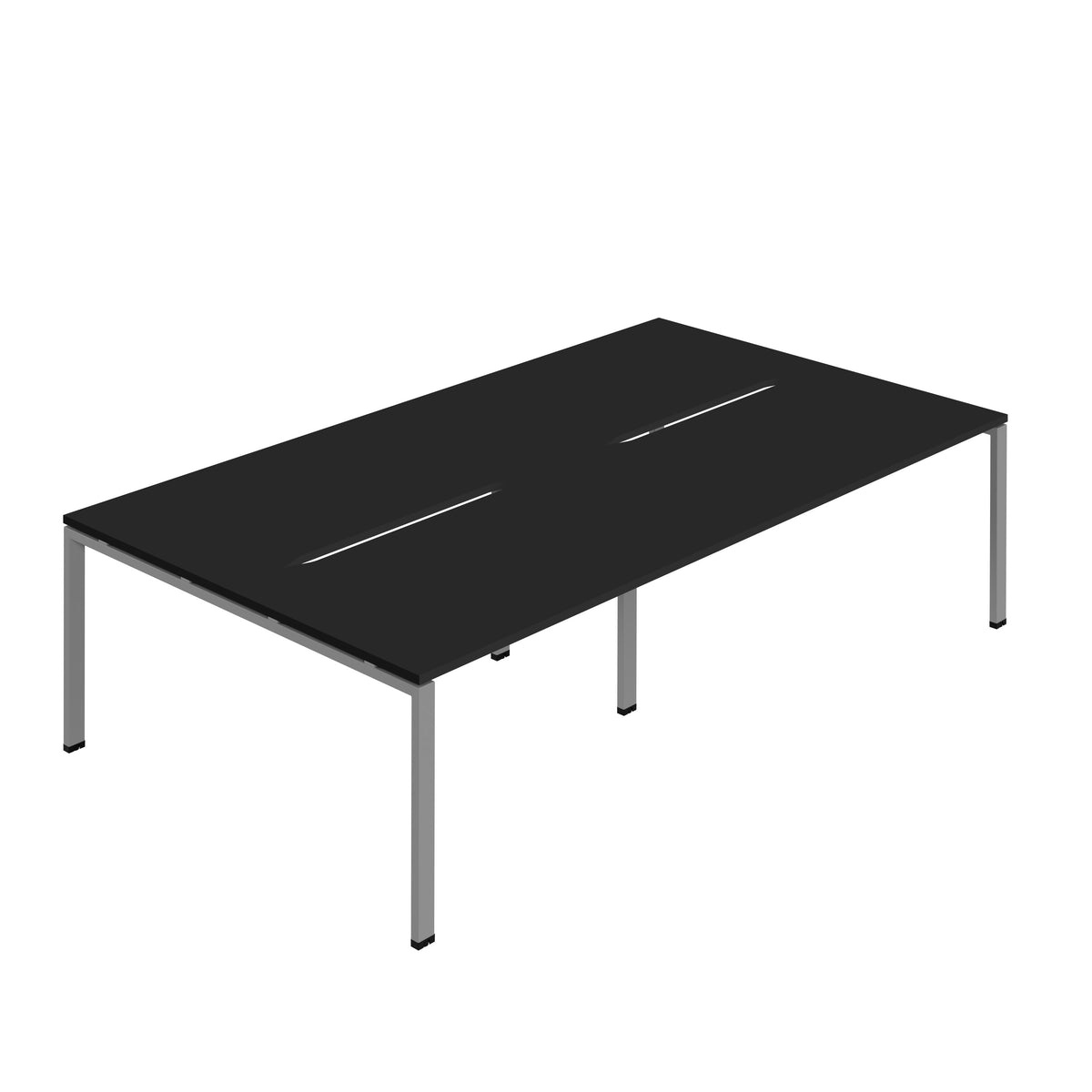 Hallmark Goal Post Back to Back Bench Desk - 4 Person 2400mm - Black / Silver