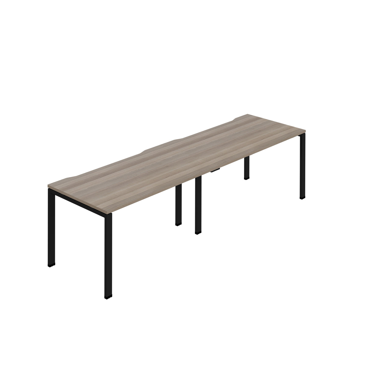 Hallmark Goal Post Single Row Bench Desk - 2 Person 2400mm - Grey Oak / Black