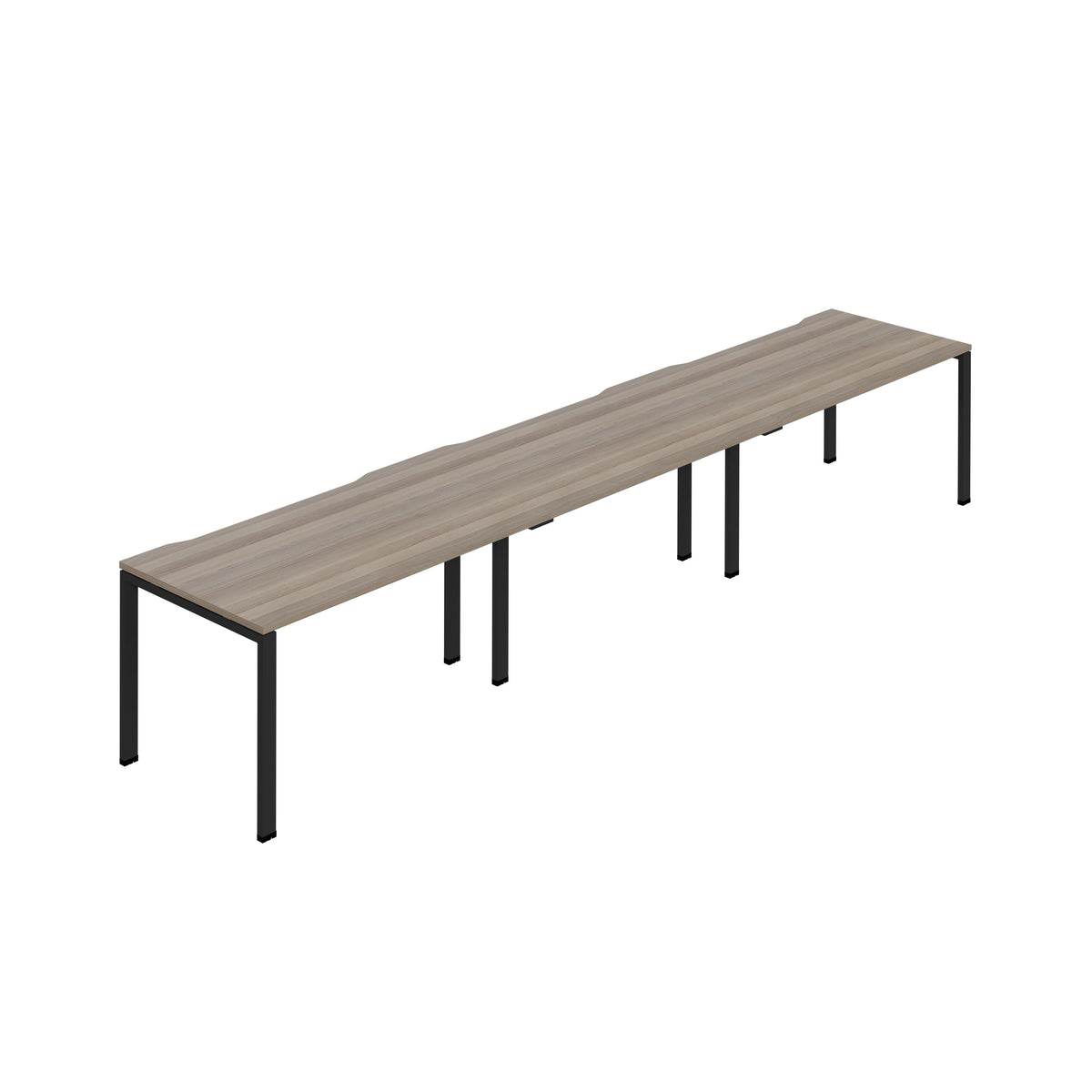 Hallmark Goal Post Single Row Bench Desk - 3 Person 3600mm - Grey Oak / Black
