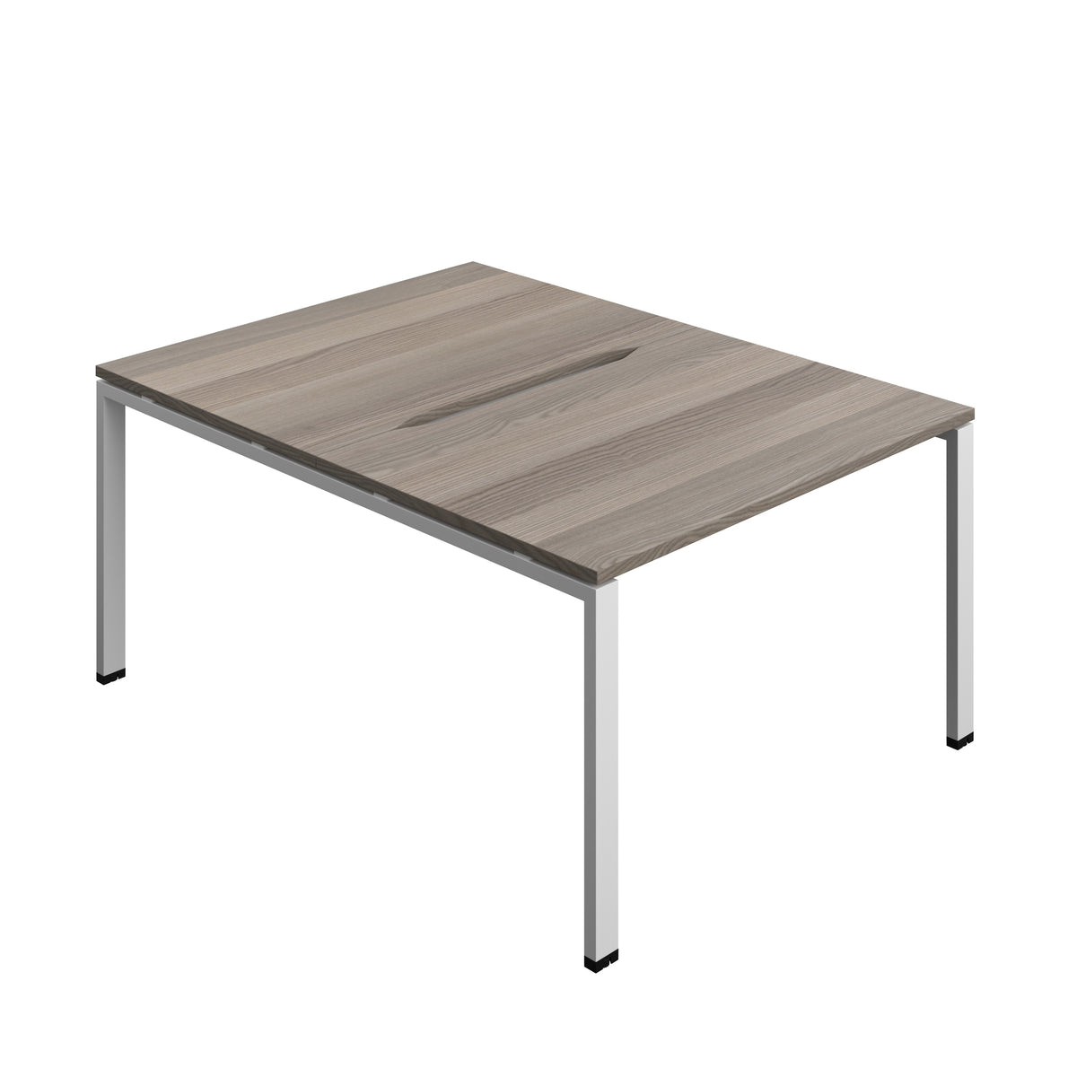 Hallmark Goal Post Back to Back Bench Desk - 2 Person 1200mm - Grey Oak / Silver