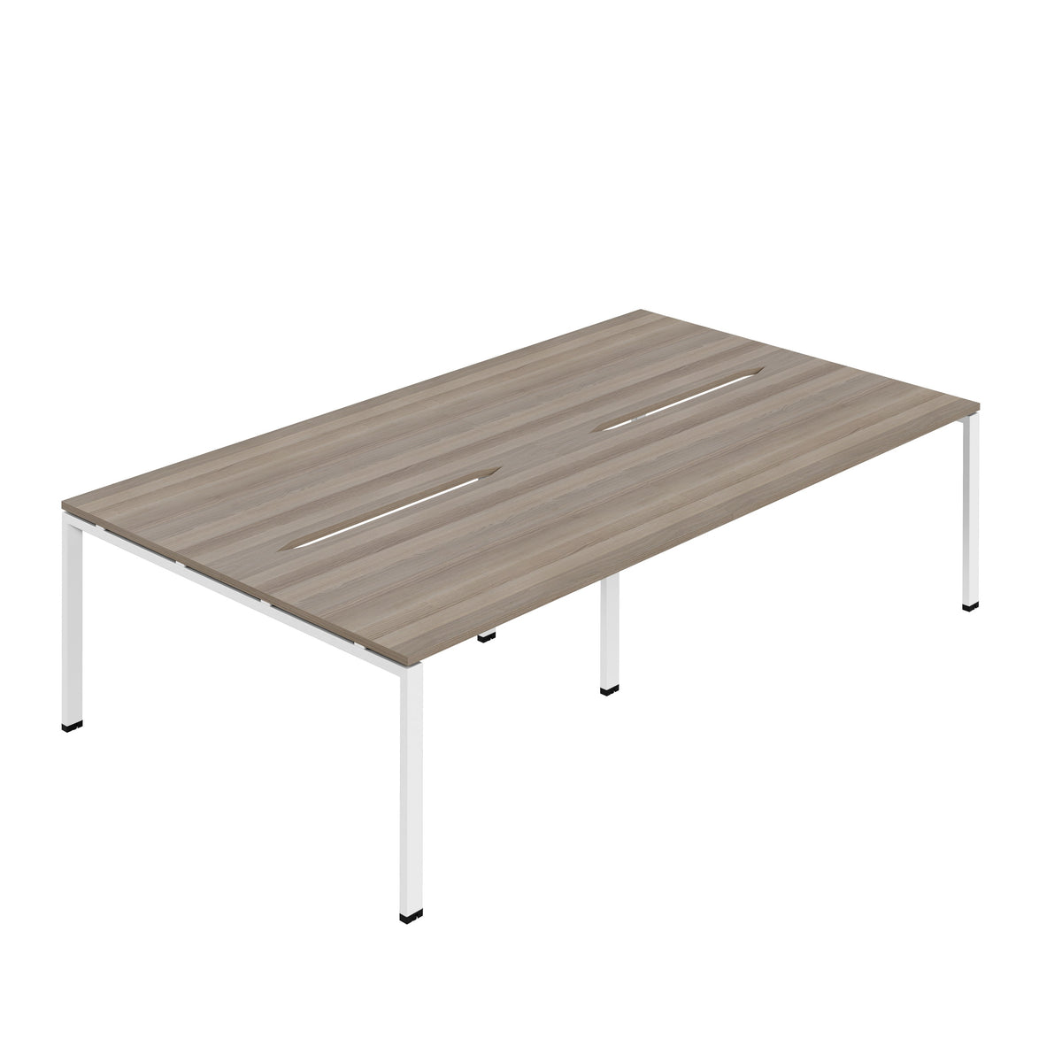 Hallmark Goal Post Back to Back Bench Desk - 4 Person 2400mm - Grey Oak / White