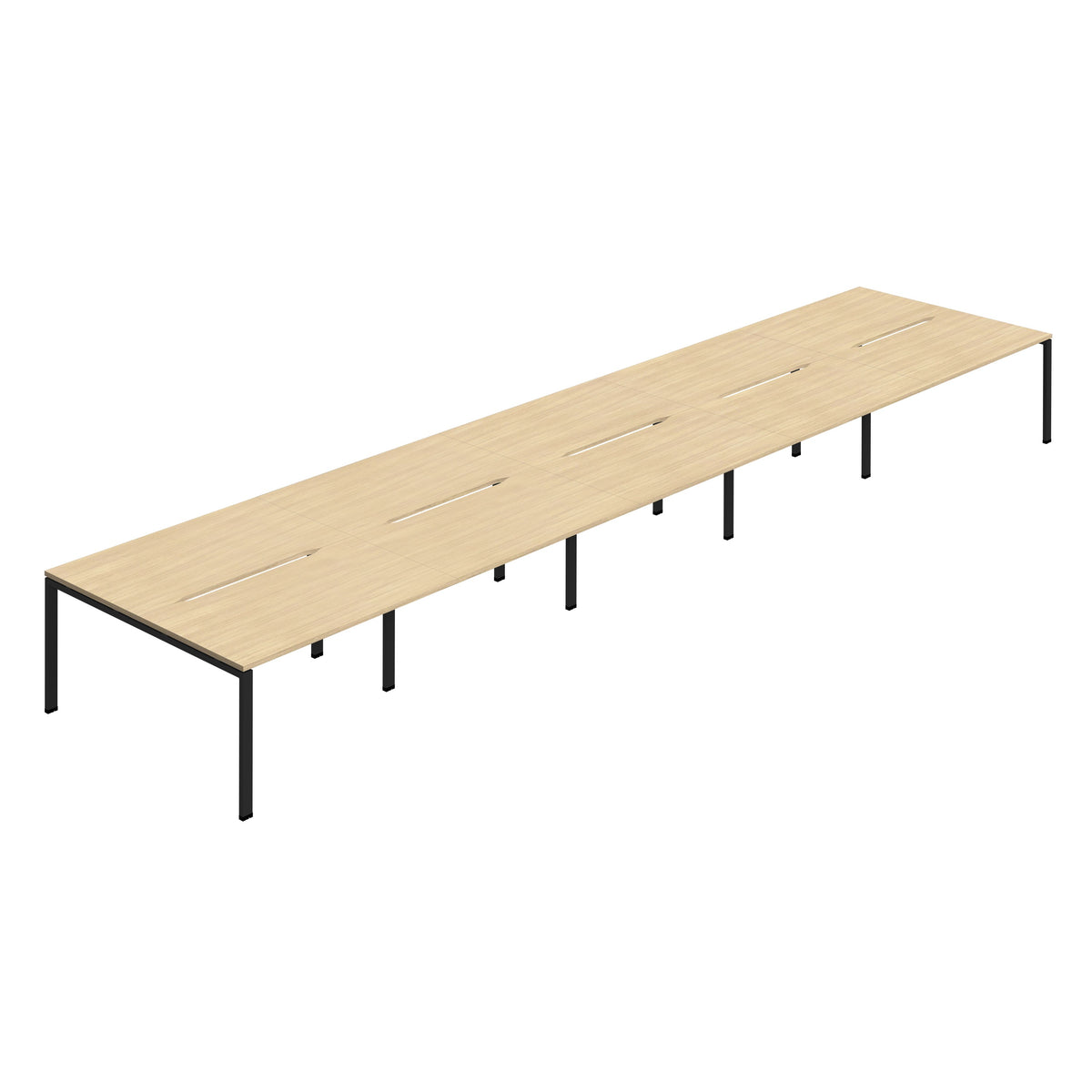 Hallmark Goal Post Back to Back Bench Desk - 10 Person 6000mm - Nova Oak / Black