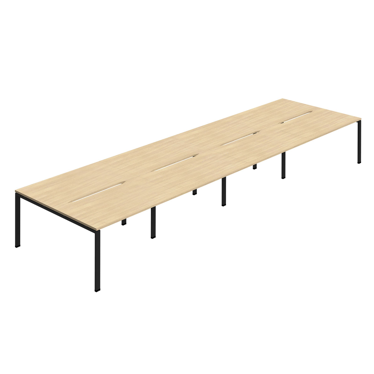 Hallmark Goal Post Back to Back Bench Desk - 8 Person 4800mm - Nova Oak / Black