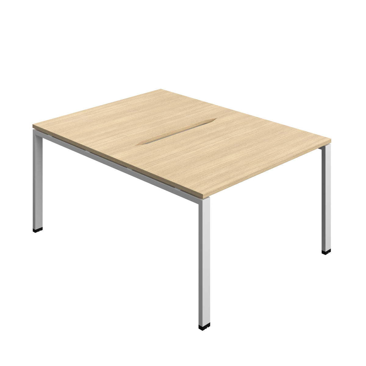 Hallmark Goal Post Back to Back Bench Desk - 2 Person 1200mm - Nova Oak / Silver