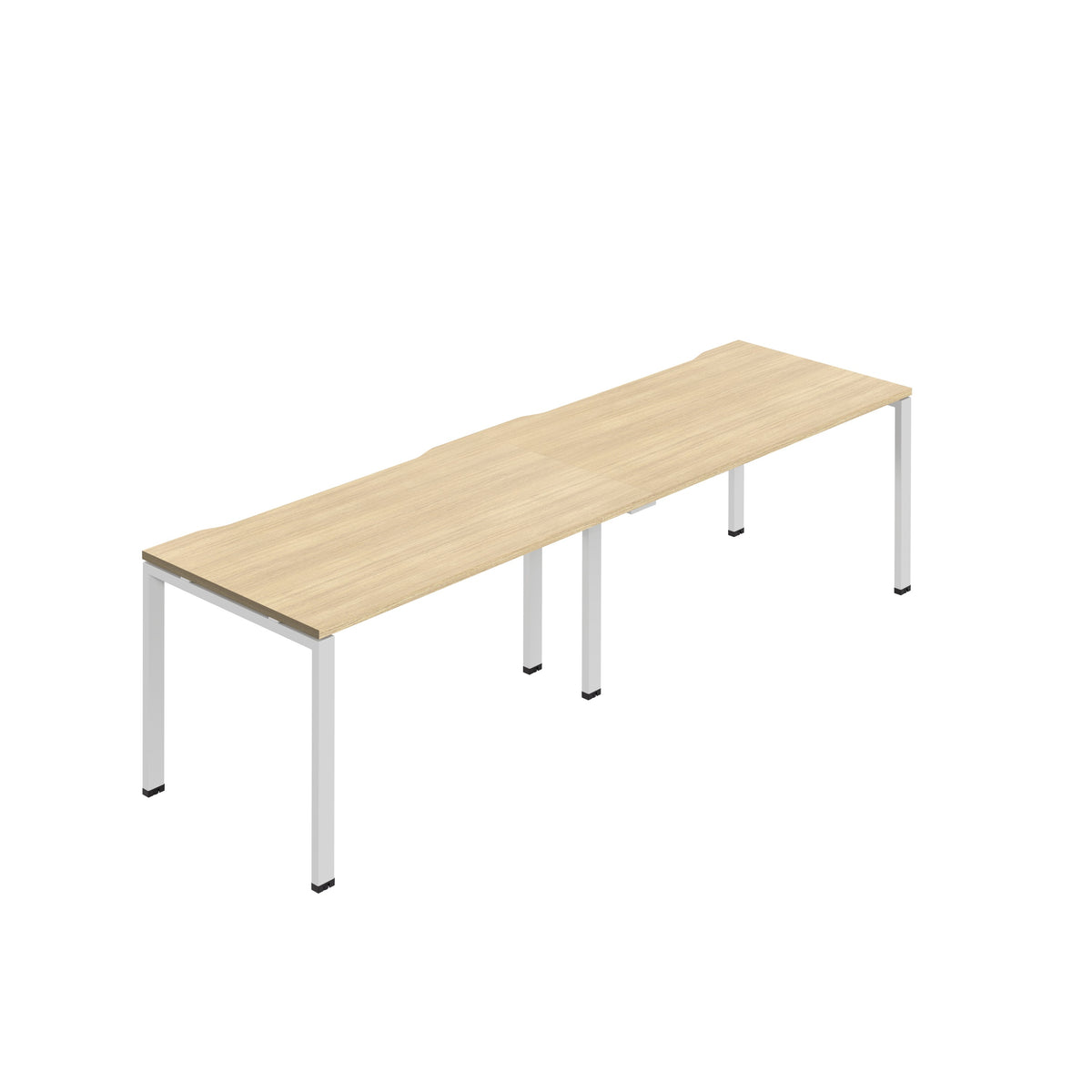Hallmark Goal Post Single Row Bench Desk - 2 Person 2400mm - Nova Oak / White