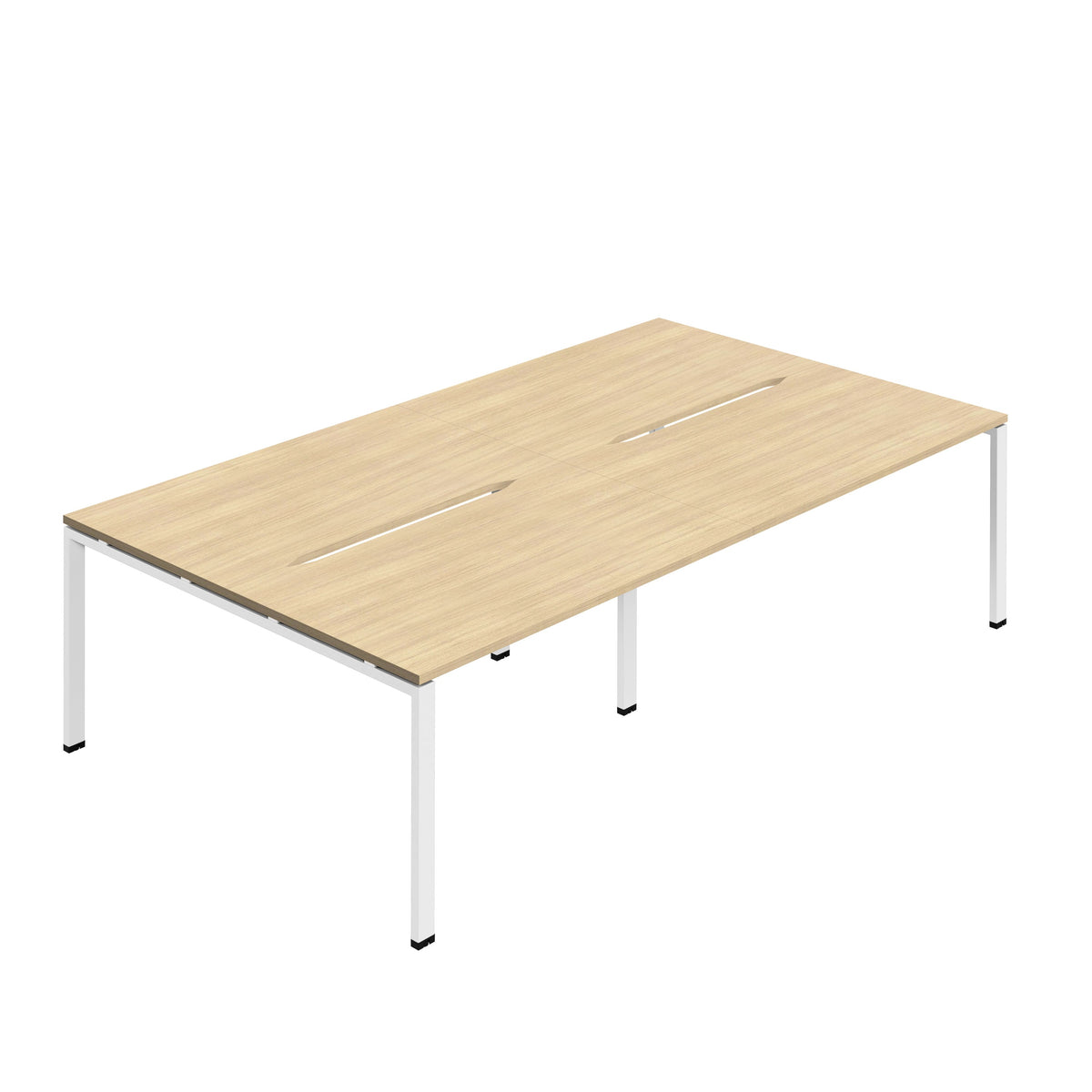 Hallmark Goal Post Back to Back Bench Desk - 4 Person 2400mm - Nova Oak / White