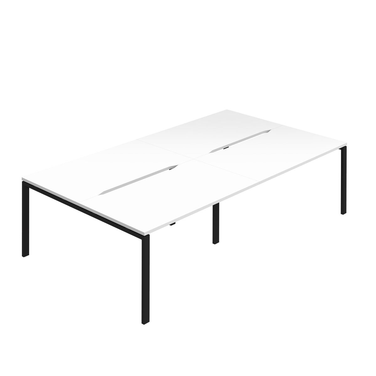 Hallmark Goal Post Back to Back Bench Desk - 4 Person 2400mm - White / Black