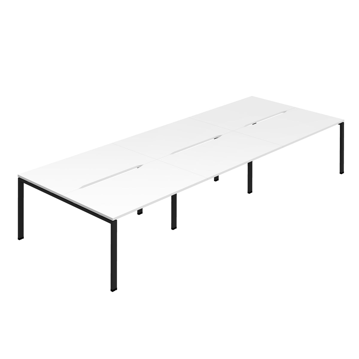 Hallmark Goal Post Back to Back Bench Desk - 6 Person 3600mm - White / Black