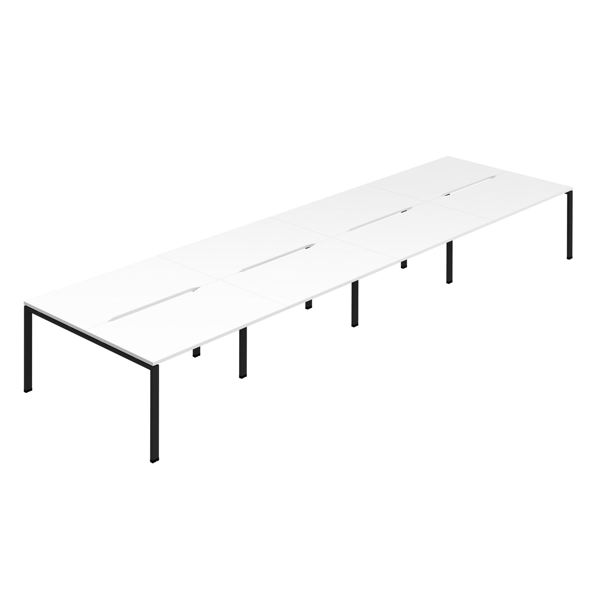 Hallmark Goal Post Back to Back Bench Desk - 8 Person 4800mm - White / Black