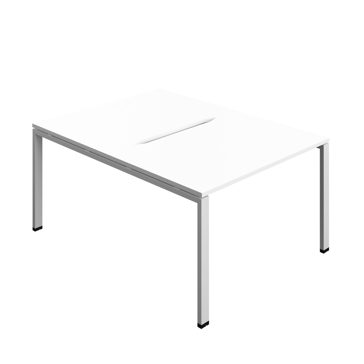 Hallmark Goal Post Back to Back Bench Desk - 2 Person 1200mm - White / Silver