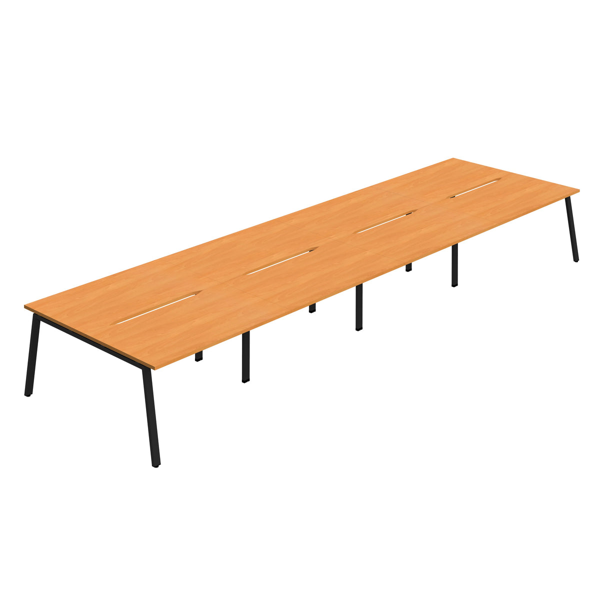 Hallmark A-Frame Back to Back Bench Desk - 8 Person 5600mm - Beech / Black