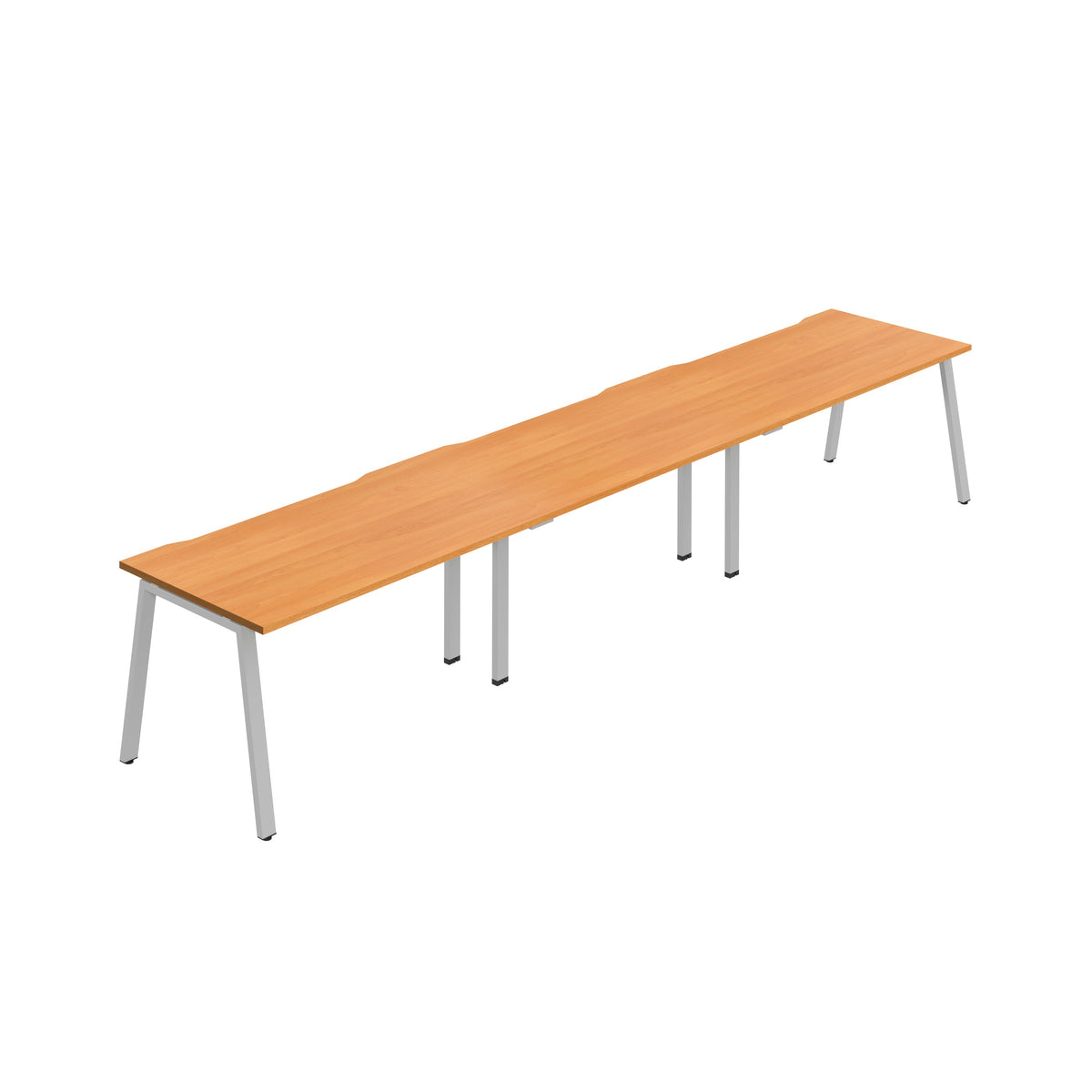 Hallmark A-Frame Single Row Bench Desk - 3 Person 4200mm - Beech / Silver