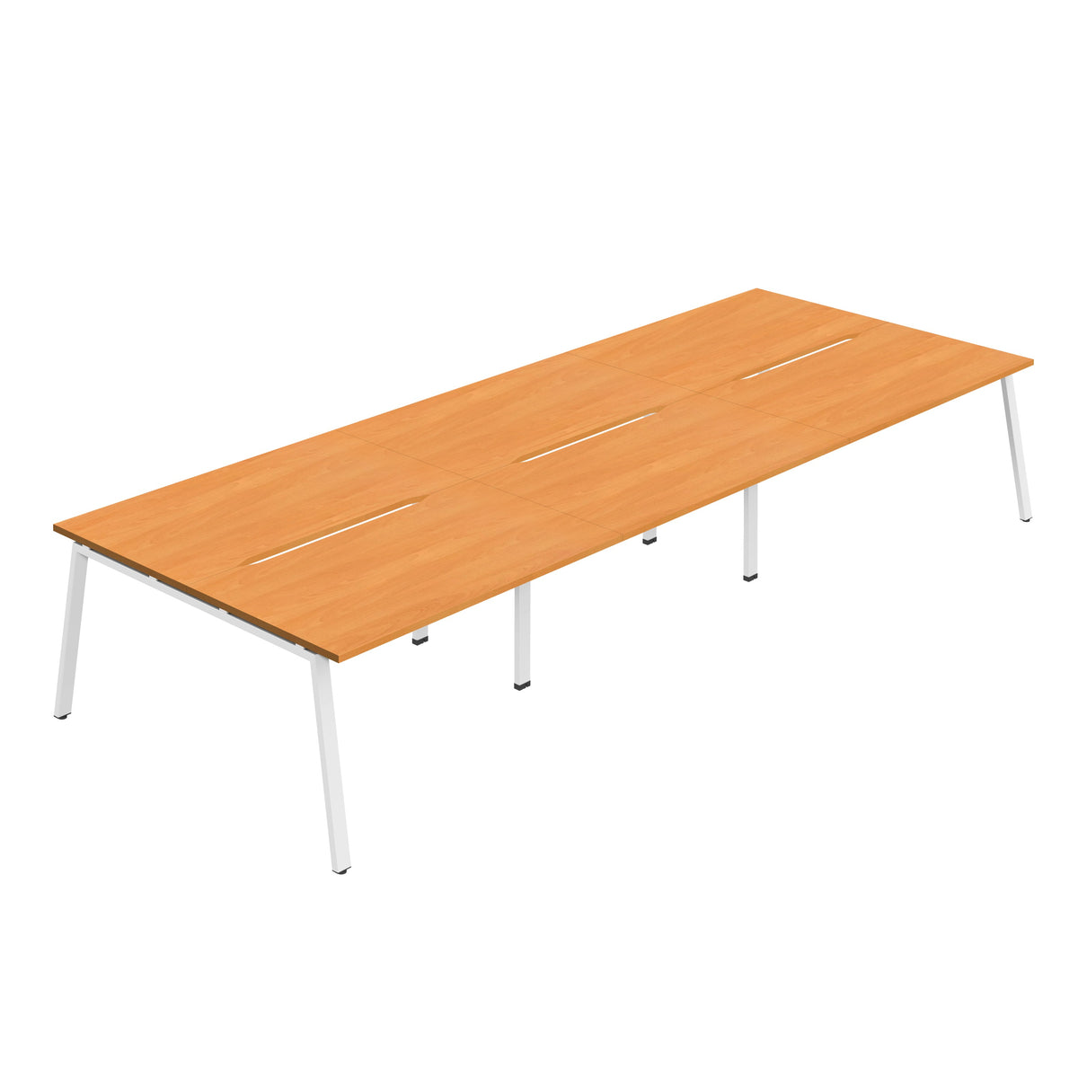 Hallmark A-Frame Back to Back Bench Desk - 6 Person 4200mm - Beech / White