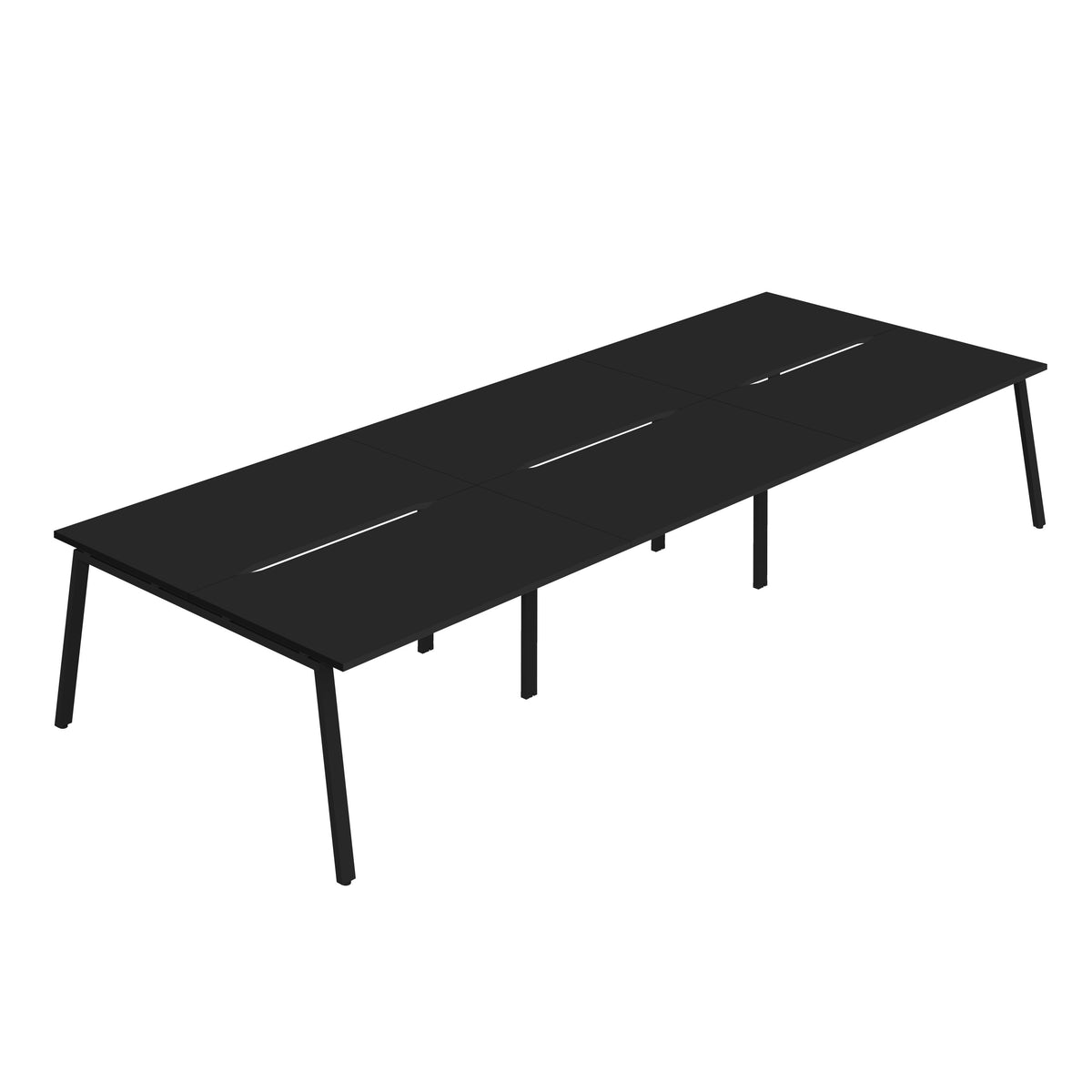 Hallmark A-Frame Back to Back Bench Desk - 6 Person 4200mm - Black / Black