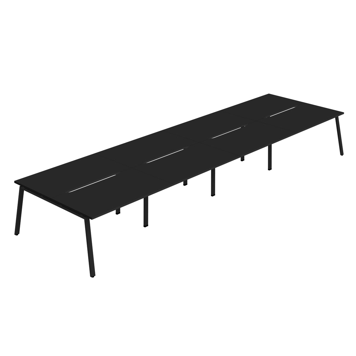 Hallmark A-Frame Back to Back Bench Desk - 8 Person 5600mm - Black / Black