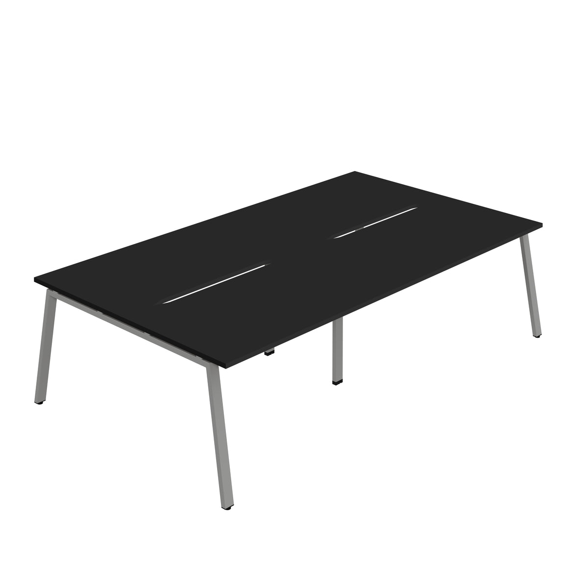 Hallmark A-Frame Back to Back Bench Desk - 4 Person 2800mm - Black / Silver