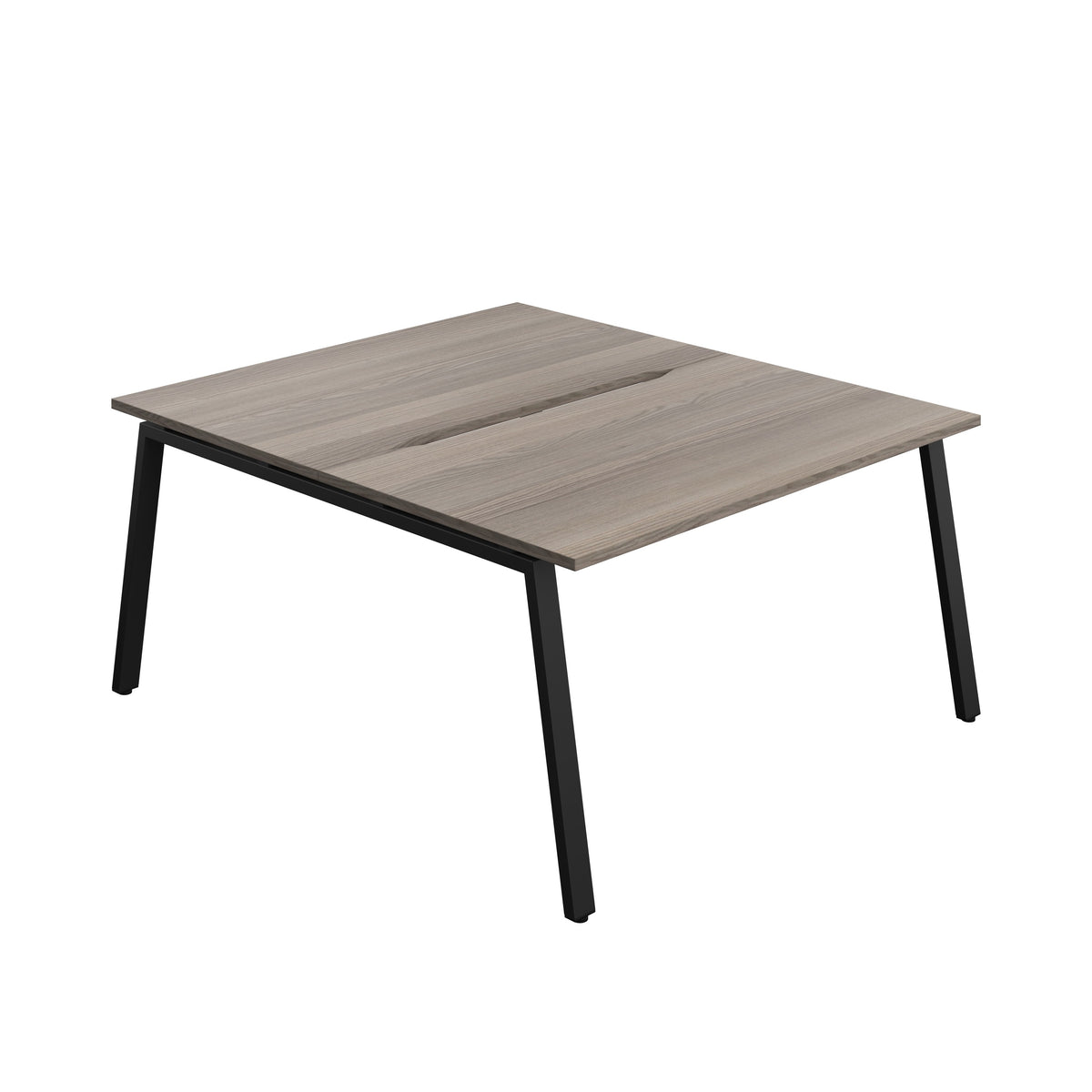 Hallmark A-Frame Back to Back Bench Desk - 2 Person 1400mm - Grey Oak / Black