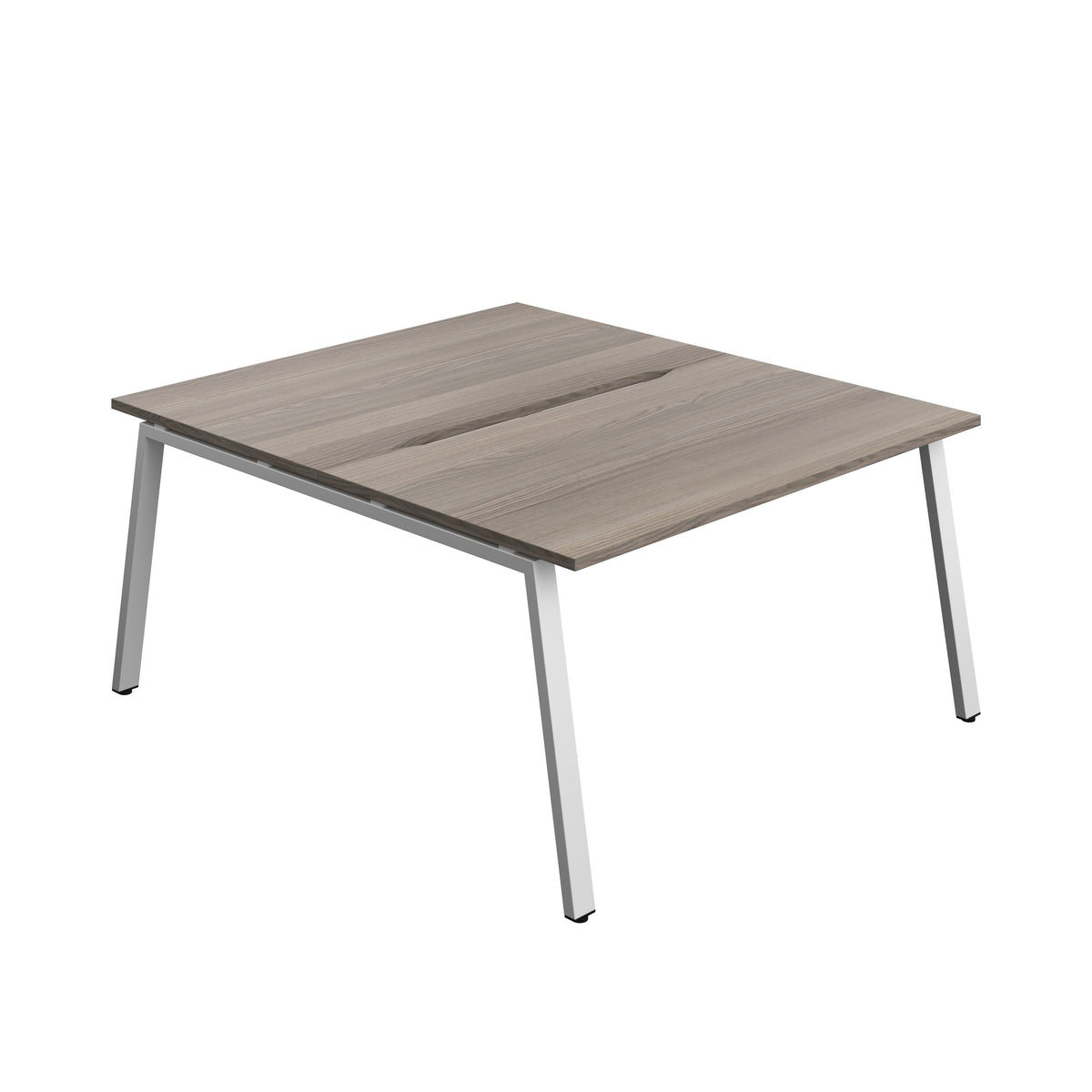 Hallmark A-Frame Back to Back Bench Desk - 2 Person 1400mm - Grey Oak / Silver