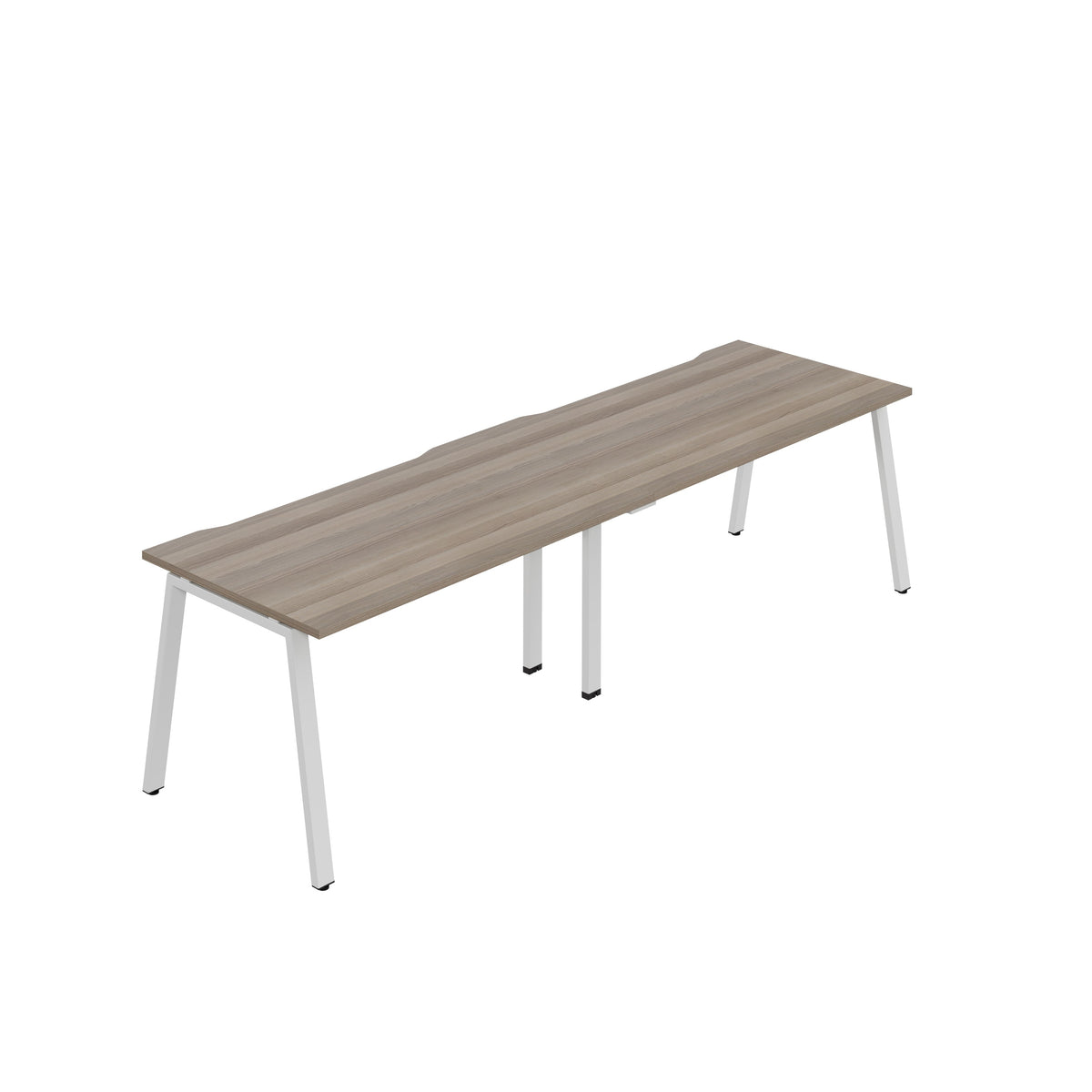 Hallmark A-Frame Single Row Bench Desk - 2 Person 2800mm - Grey Oak / White
