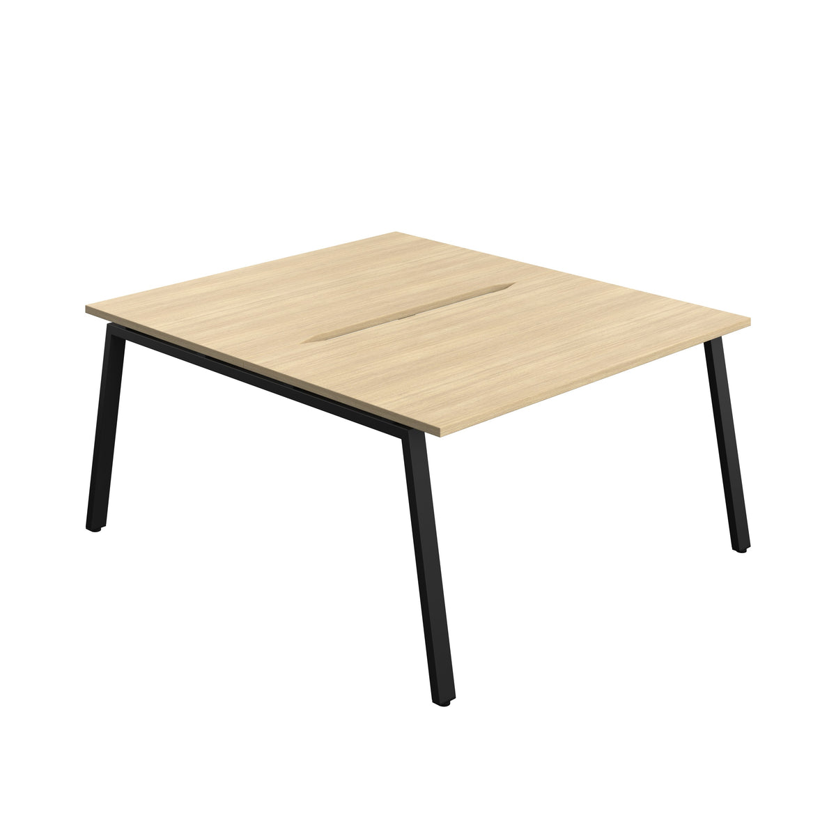 Hallmark A-Frame Back to Back Bench Desk - 2 Person 1400mm - Nova Oak / Black