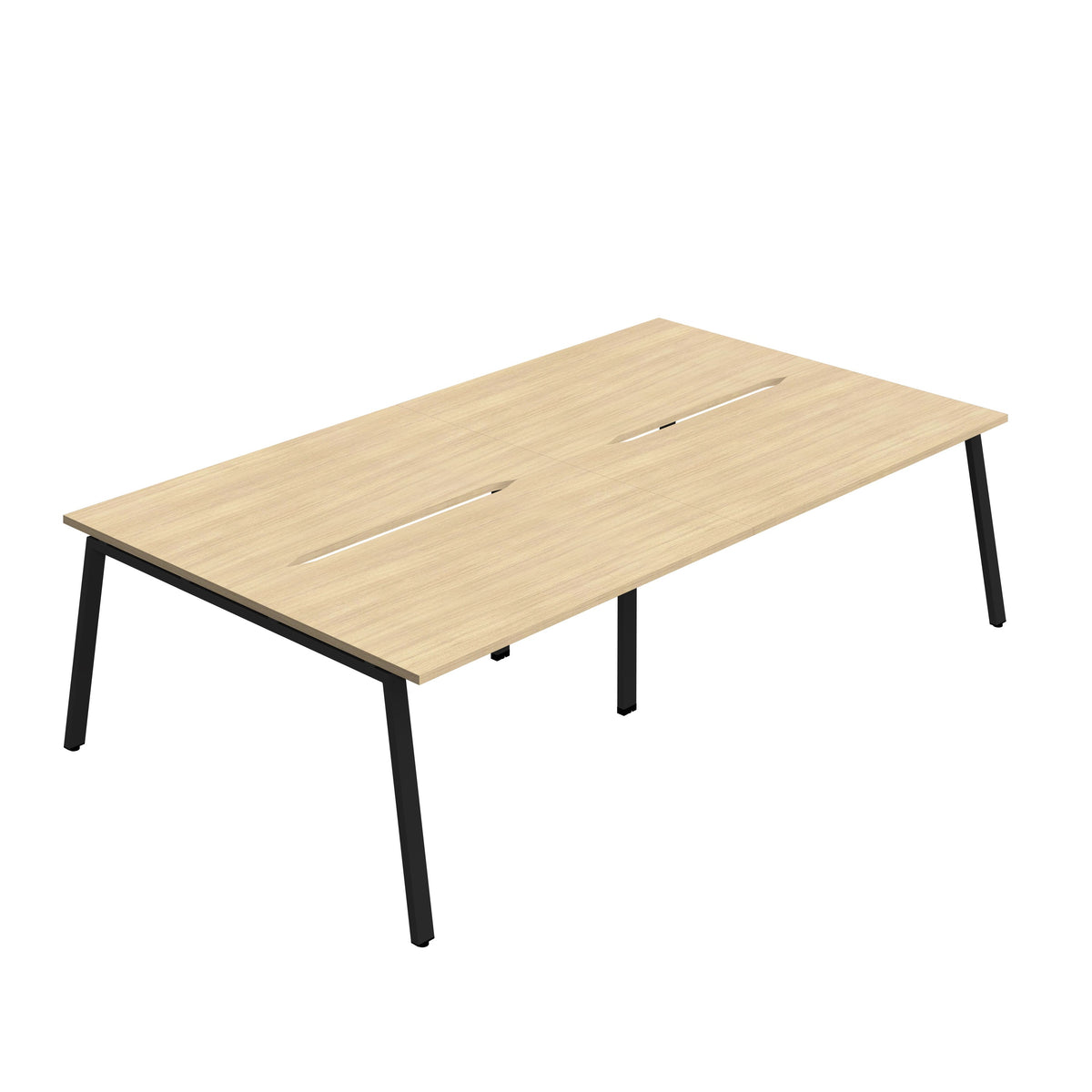 Hallmark A-Frame Back to Back Bench Desk - 4 Person 2800mm - Nova Oak / Black
