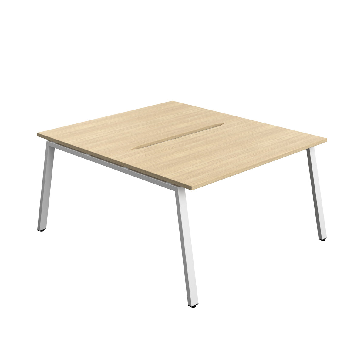 Hallmark A-Frame Back to Back Bench Desk - 2 Person 1400mm - Nova Oak / White