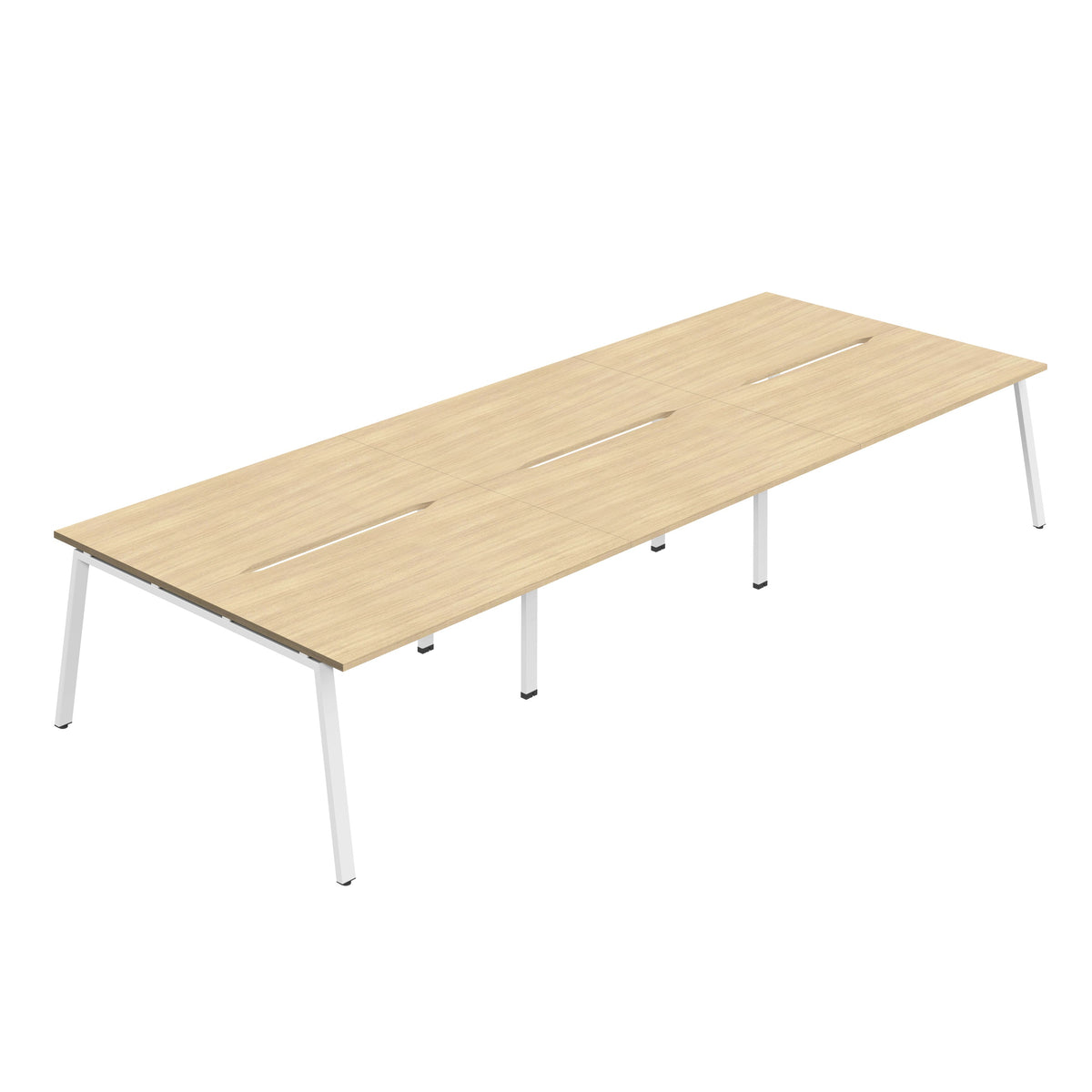 Hallmark A-Frame Back to Back Bench Desk - 6 Person 4200mm - Nova Oak / White