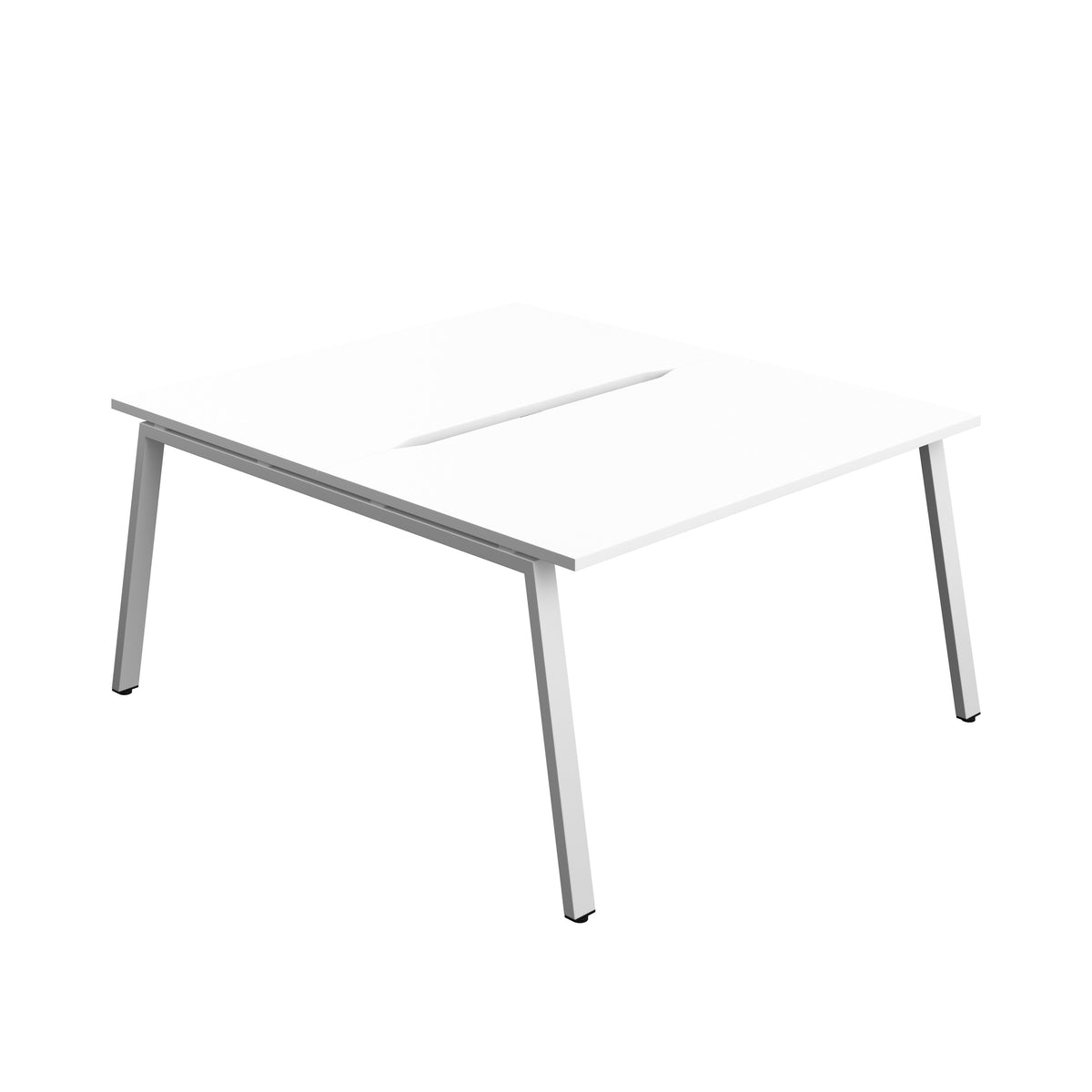 Hallmark A-Frame Back to Back Bench Desk - 2 Person 1400mm - White / Silver