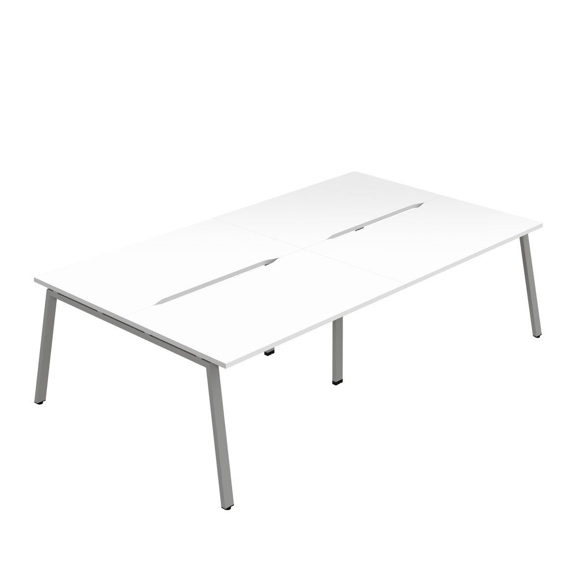 Hallmark A-Frame Back to Back Bench Desk - 4 Person 2800mm - White / Silver