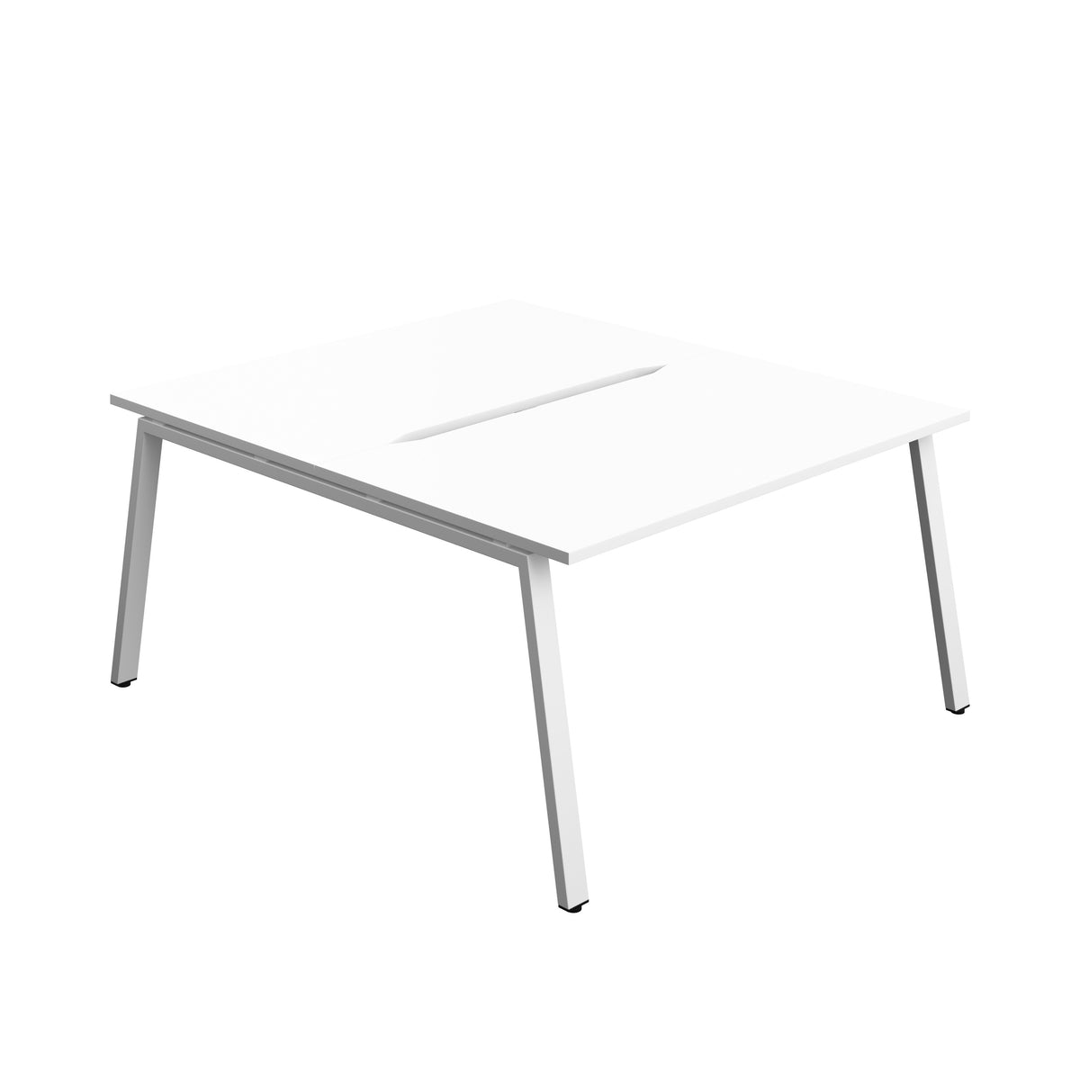 Hallmark A-Frame Back to Back Bench Desk - 2 Person 1400mm - White / White