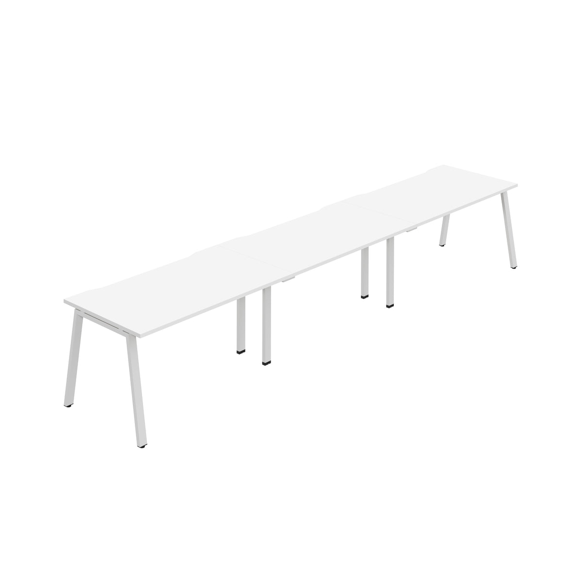 Hallmark A-Frame Single Row Bench Desk - 3 Person 4200mm - White / White