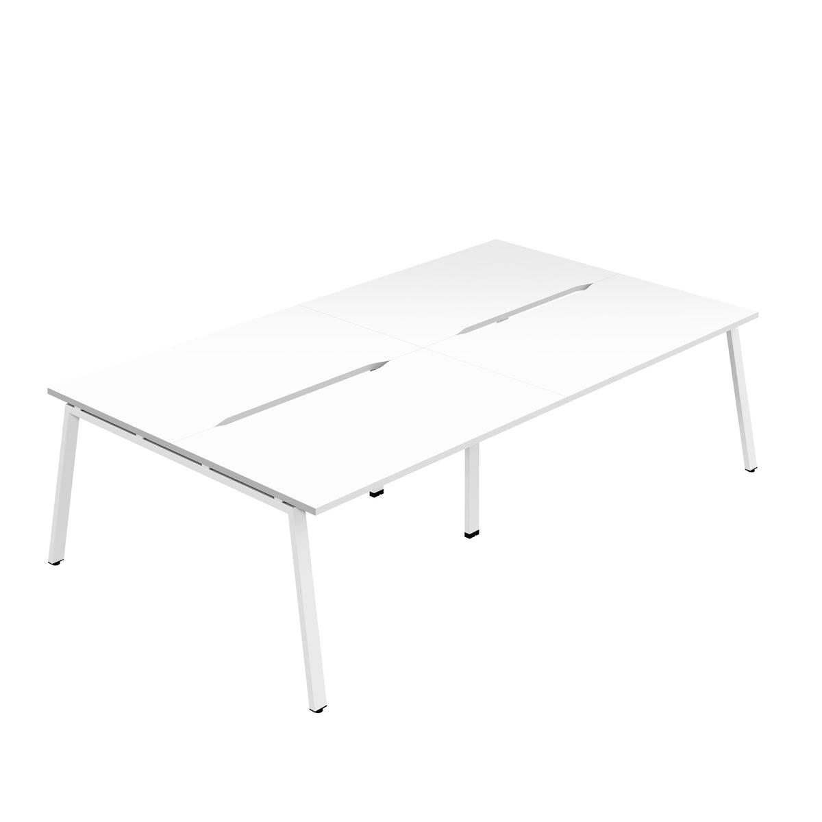 Hallmark A-Frame Back to Back Bench Desk - 4 Person 2800mm - White / White