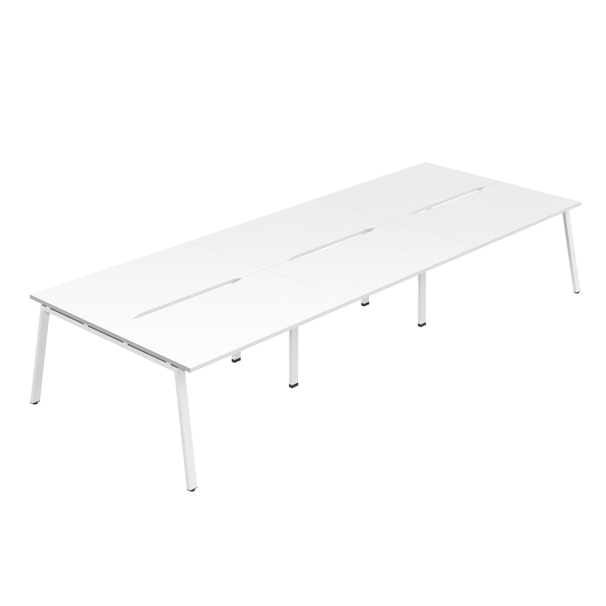 Hallmark A-Frame Back to Back Bench Desk - 6 Person 4200mm - White / White