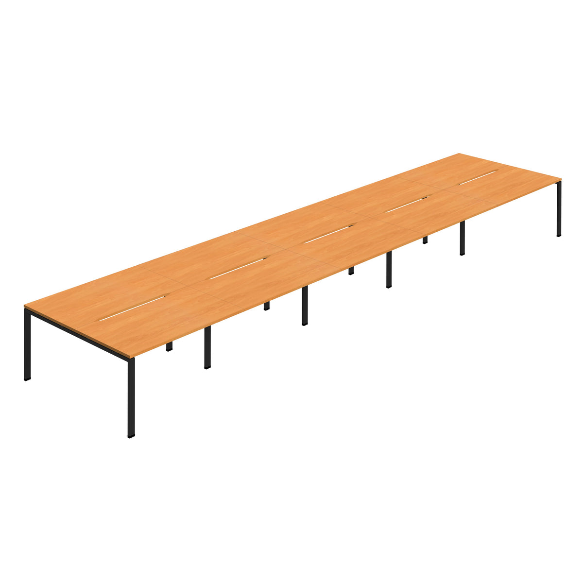 Hallmark Goal Post Back to Back Bench Desk - 10 Person 7000mm - Beech / Black