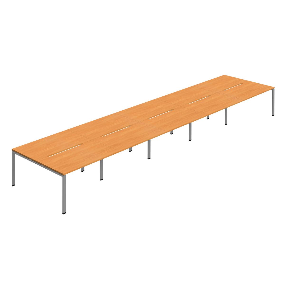 Hallmark Goal Post Back to Back Bench Desk - 10 Person 7000mm - Beech / Silver