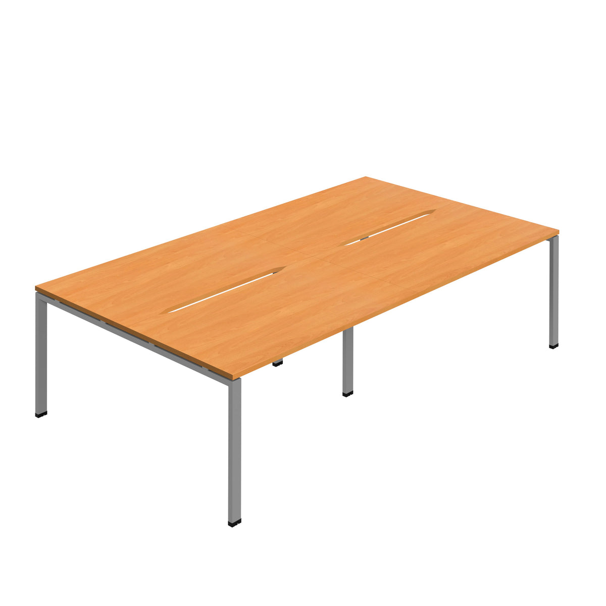 Hallmark Goal Post Back to Back Bench Desk - 4 Person 2800mm - Beech / Silver