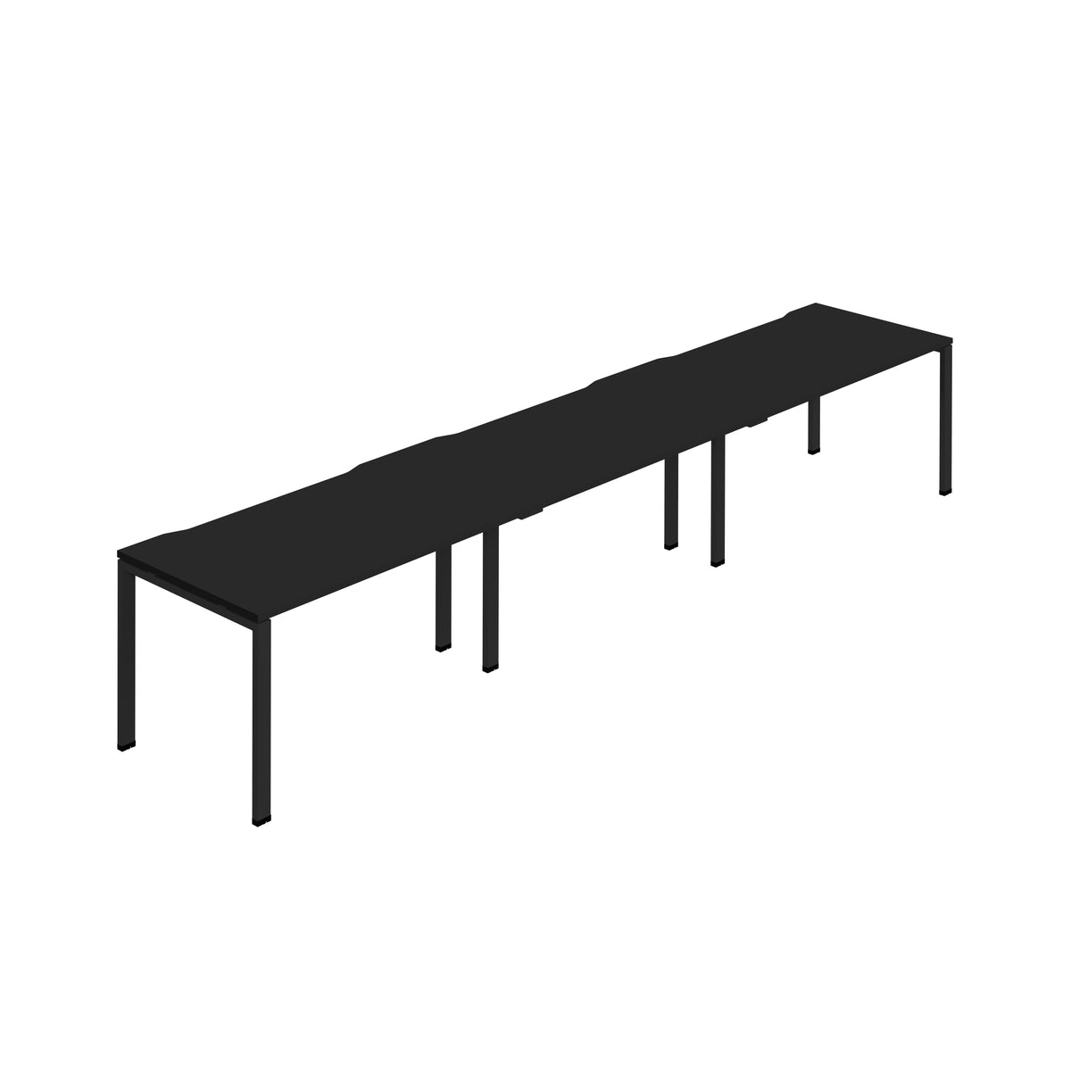 Hallmark Goal Post Single Row Bench Desk - 3 Person 4200mm - Black / Black