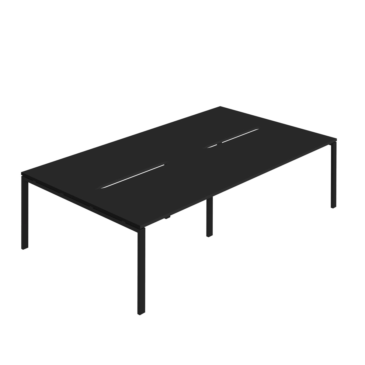 Hallmark Goal Post Back to Back Bench Desk - 4 Person 2800mm - Black / Black