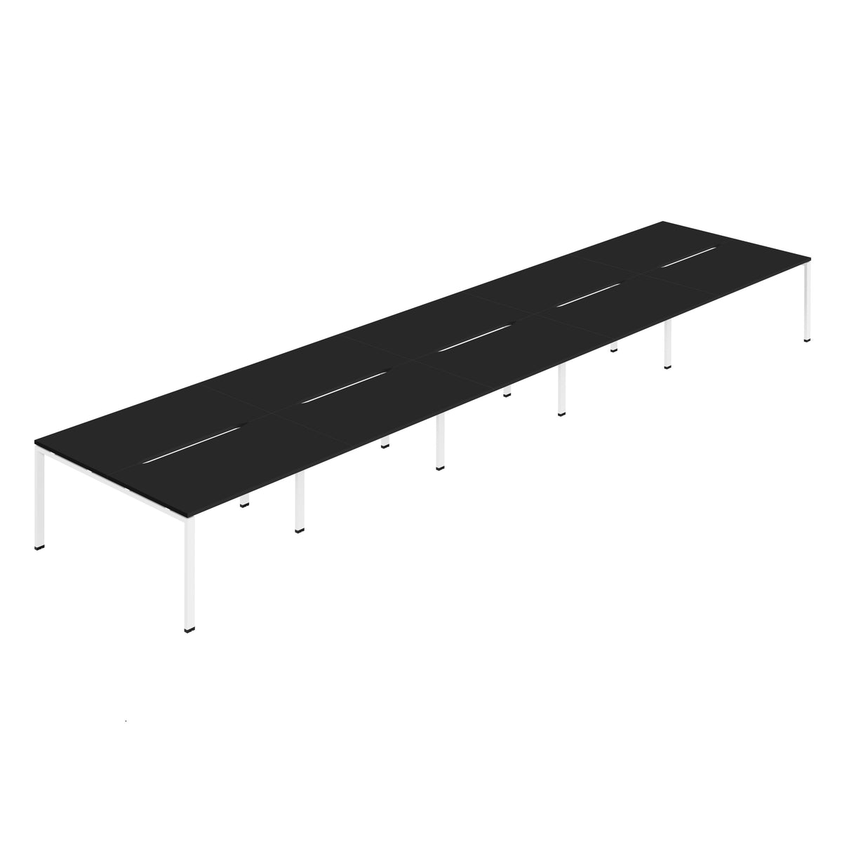 Hallmark Goal Post Back to Back Bench Desk - 10 Person 7000mm - Black / White