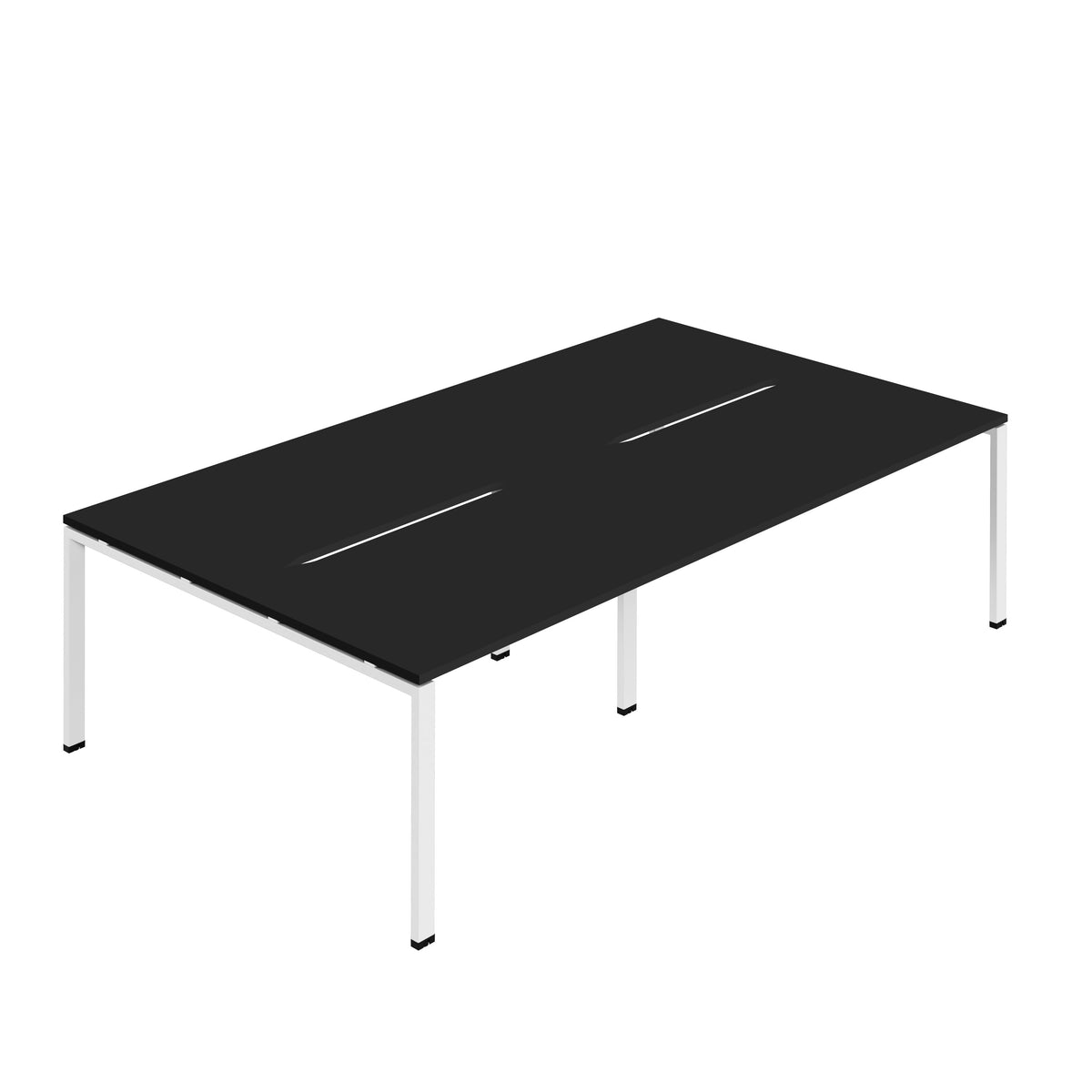 Hallmark Goal Post Back to Back Bench Desk - 4 Person 2800mm - Black / White